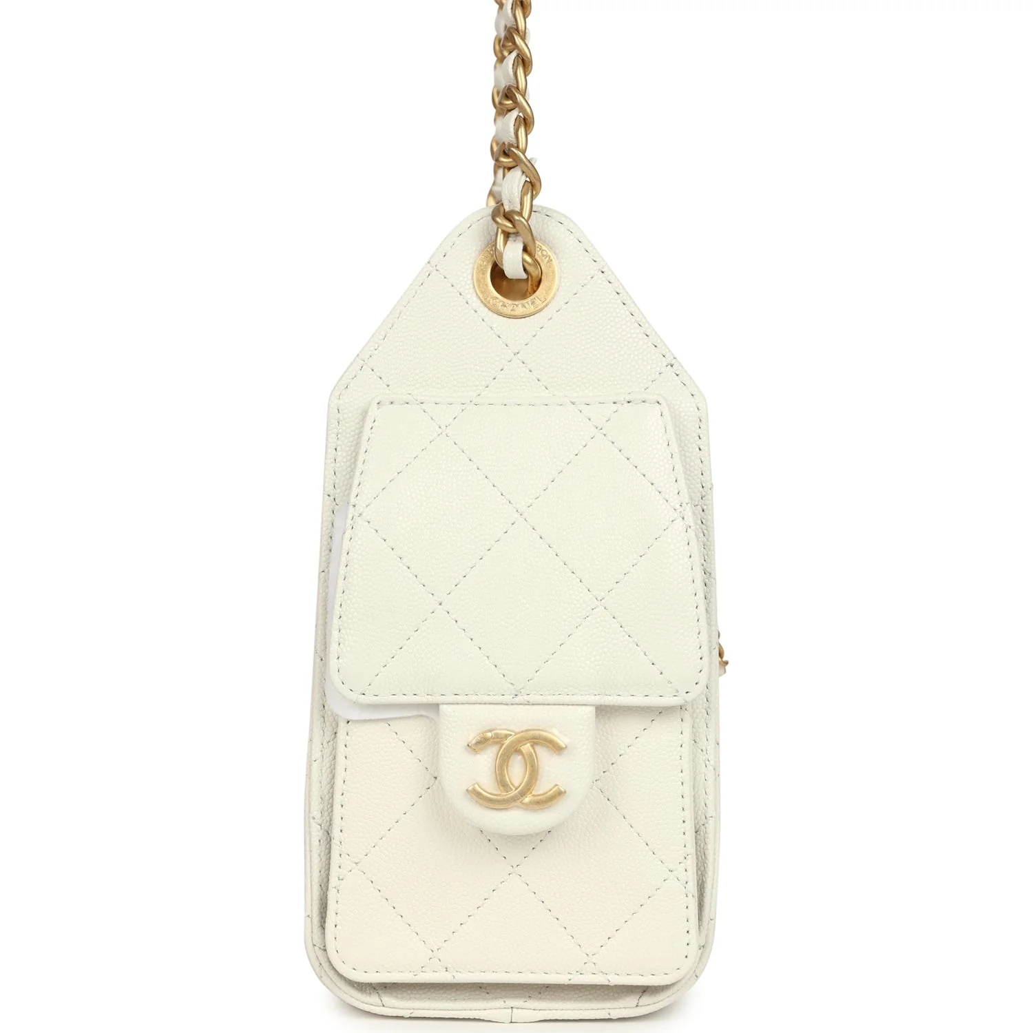 Chanel Mini 25 Hobo Bag White Caviar Antique Gold Hardware - Image 3
