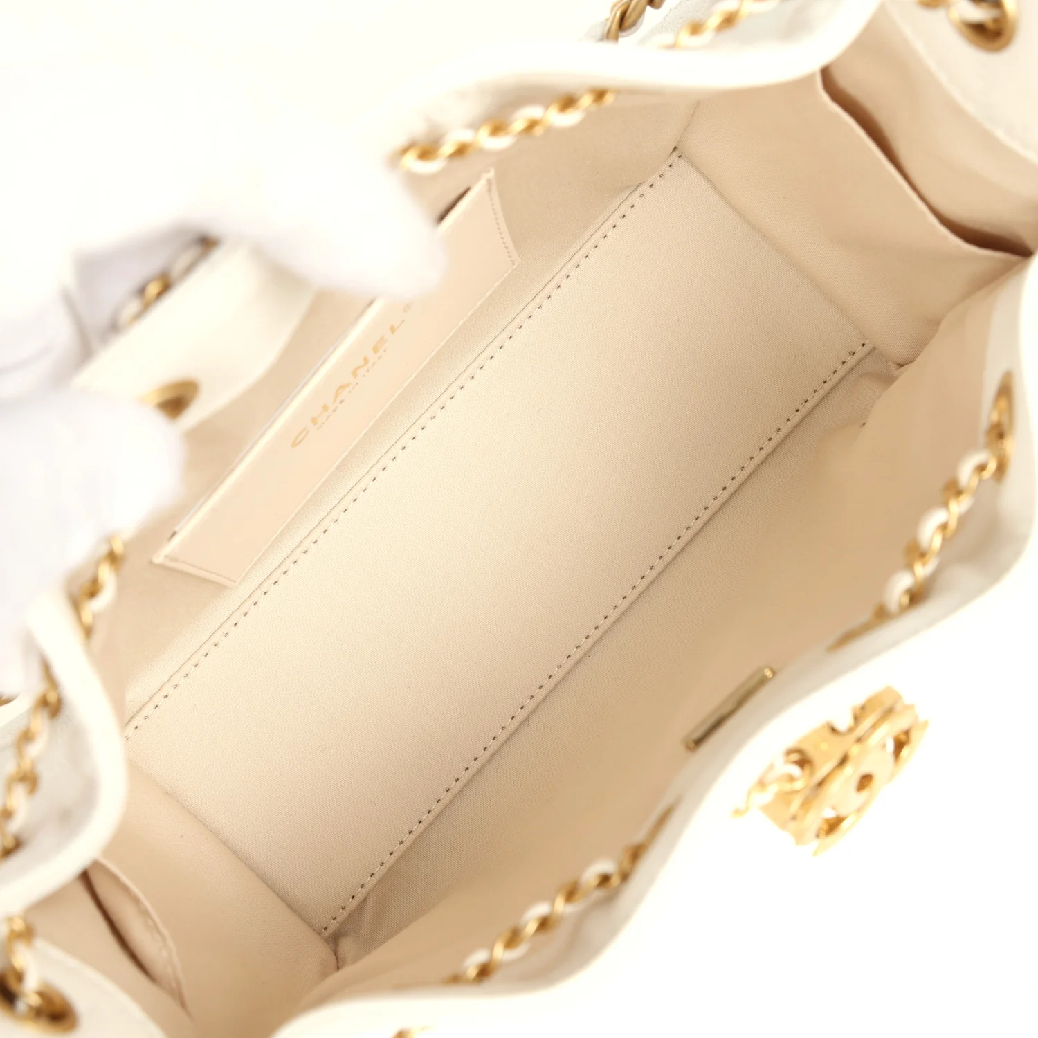 Chanel Mini 25 Hobo Bag White Caviar Antique Gold Hardware - Image 8