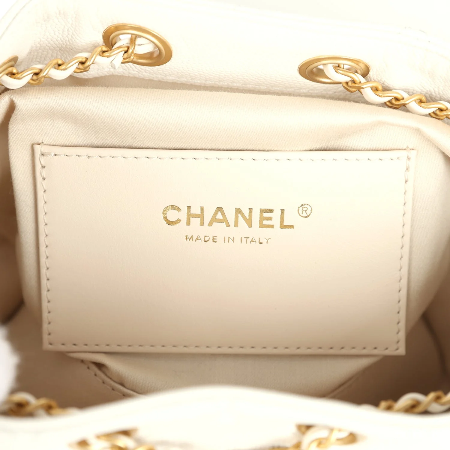 Chanel Mini 25 Hobo Bag White Caviar Antique Gold Hardware - Image 9