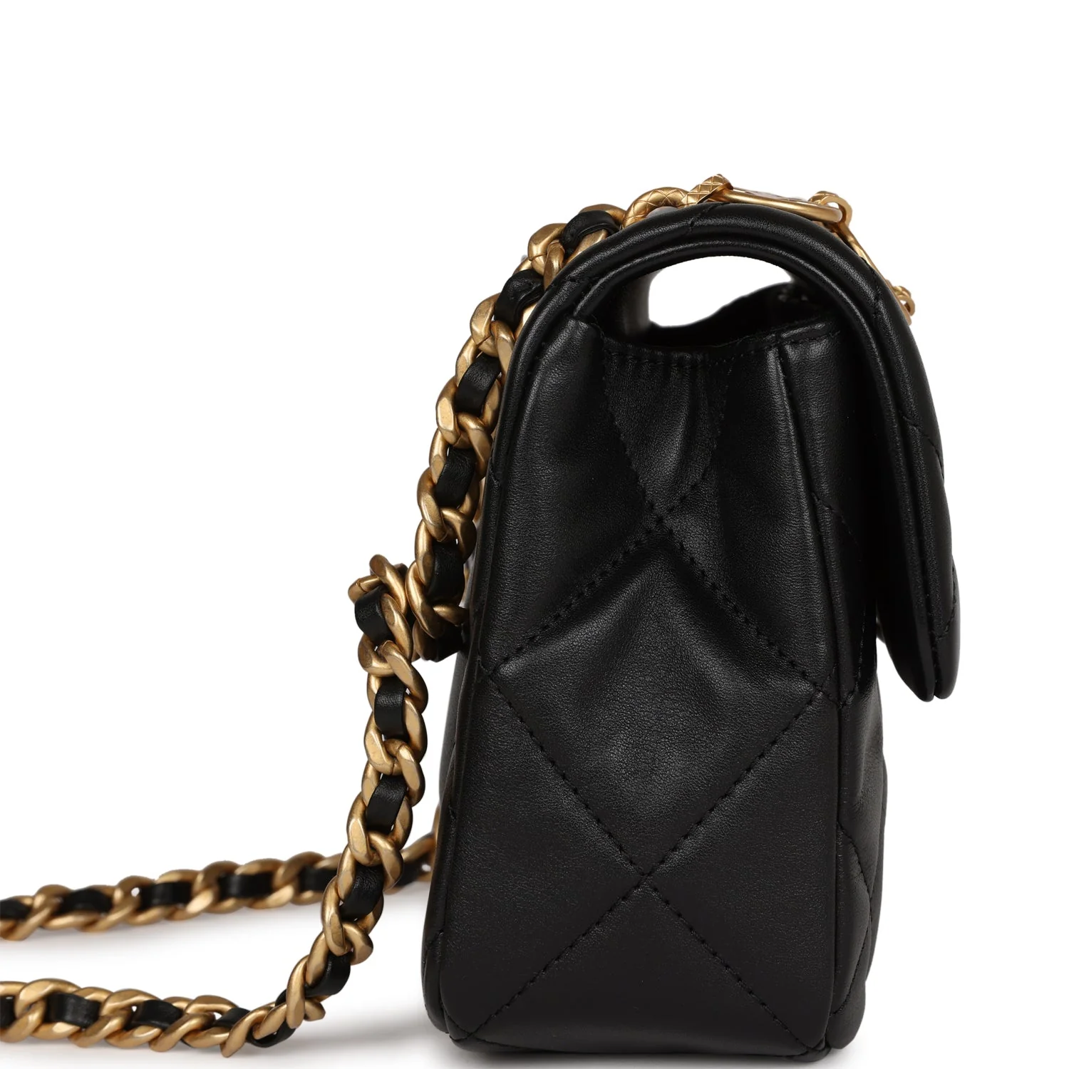 Chanel Mini Charms Flap Bag Black Lambskin Brushed Gold Hardware - Image 3
