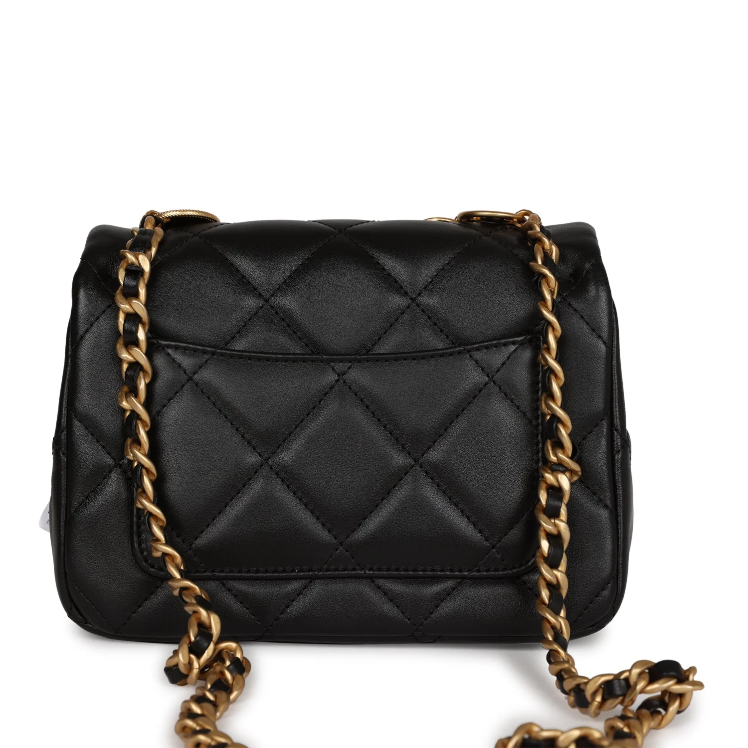 Chanel Mini Charms Flap Bag Black Lambskin Brushed Gold Hardware - Image 4