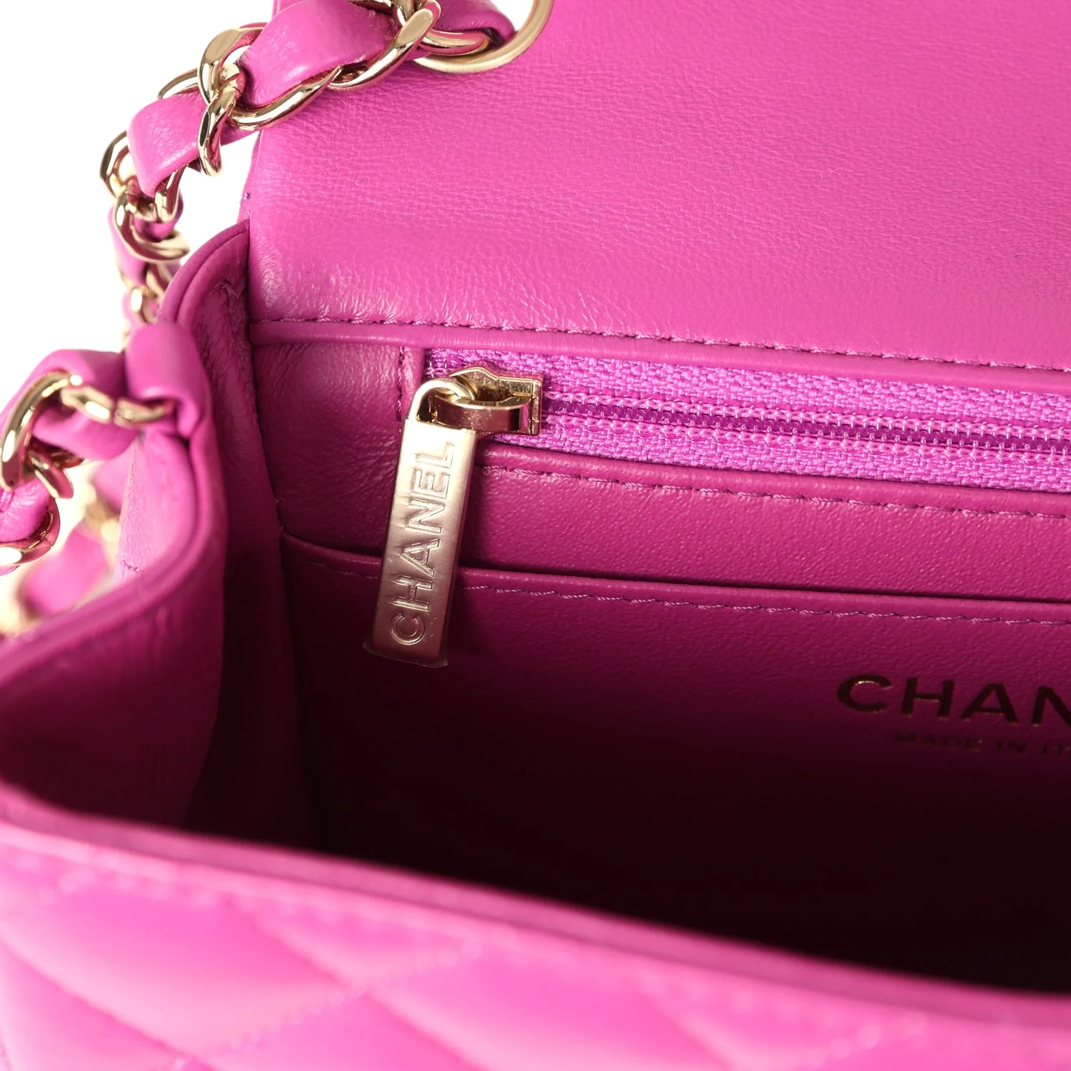 Chanel Mini Square Flap Bag Purple Lambskin Gold Hardware - Image 10