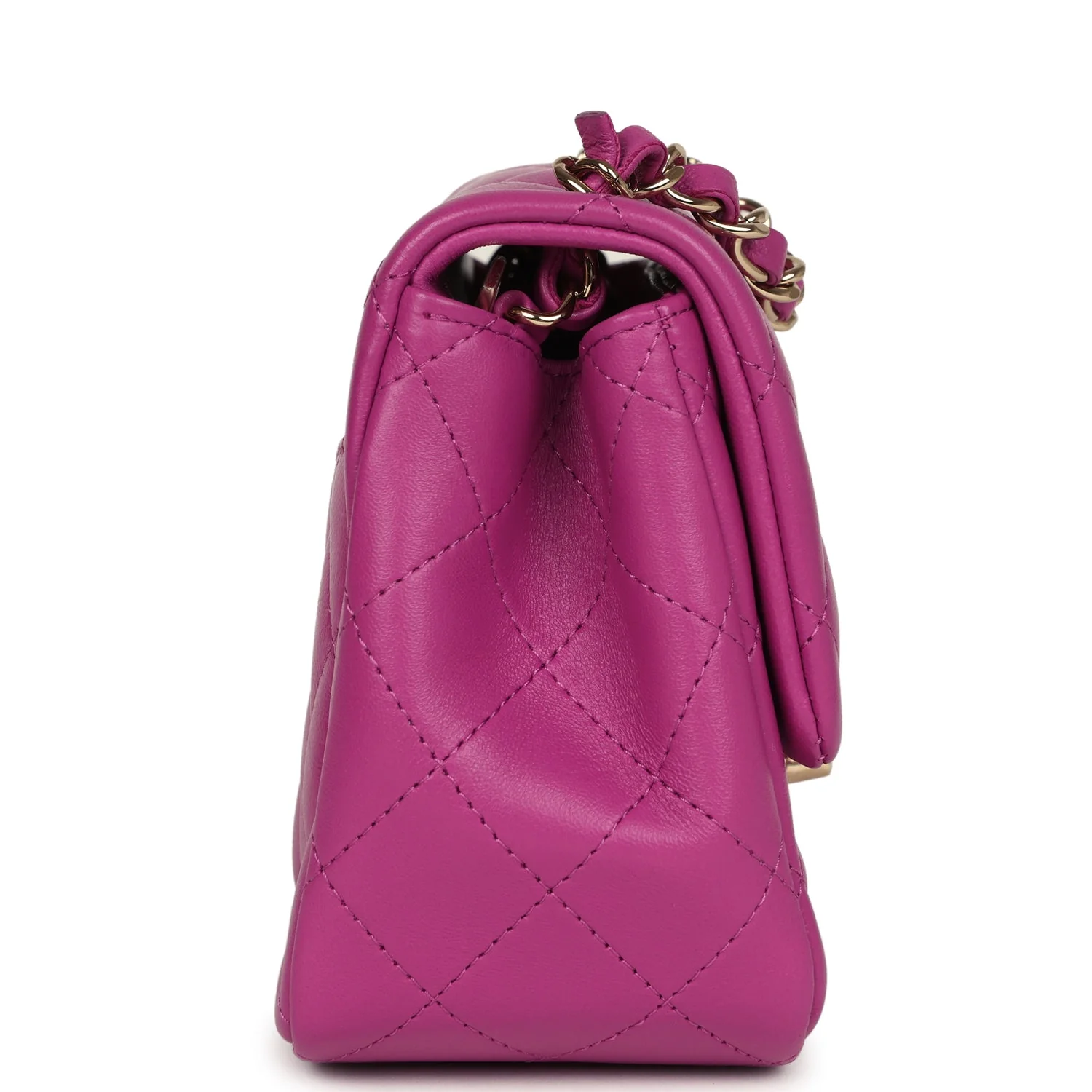 Chanel Mini Square Flap Bag Purple Lambskin Gold Hardware - Image 3