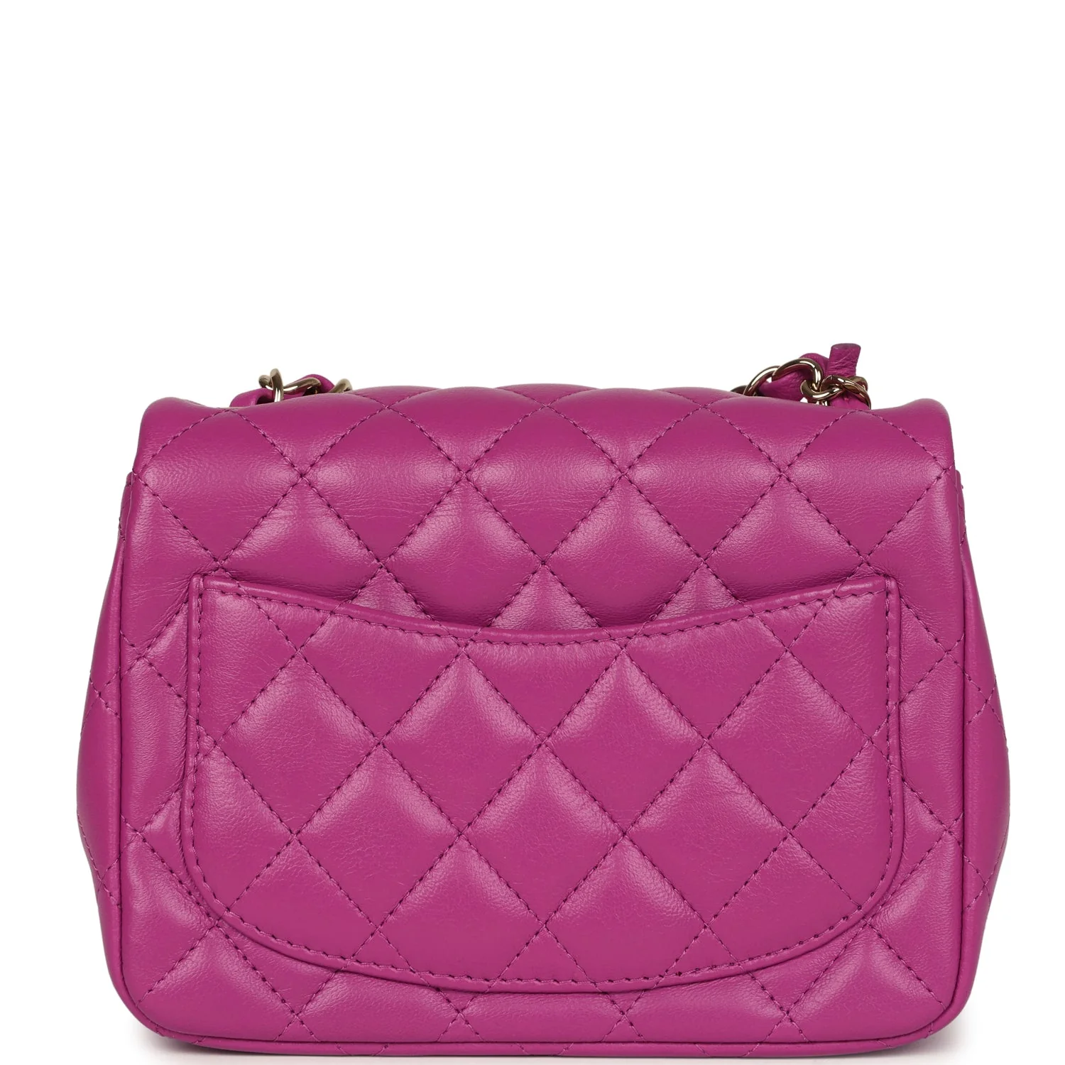 Chanel Mini Square Flap Bag Purple Lambskin Gold Hardware - Image 4
