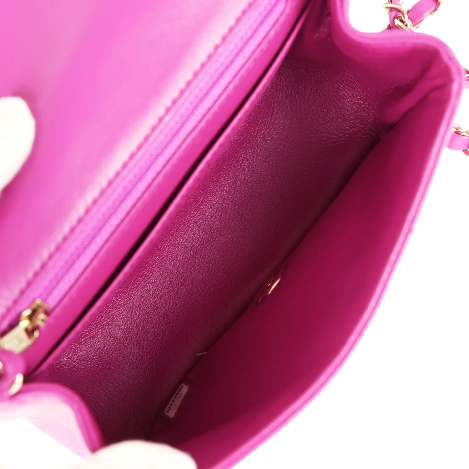 Chanel Mini Square Flap Bag Purple Lambskin Gold Hardware - Image 8