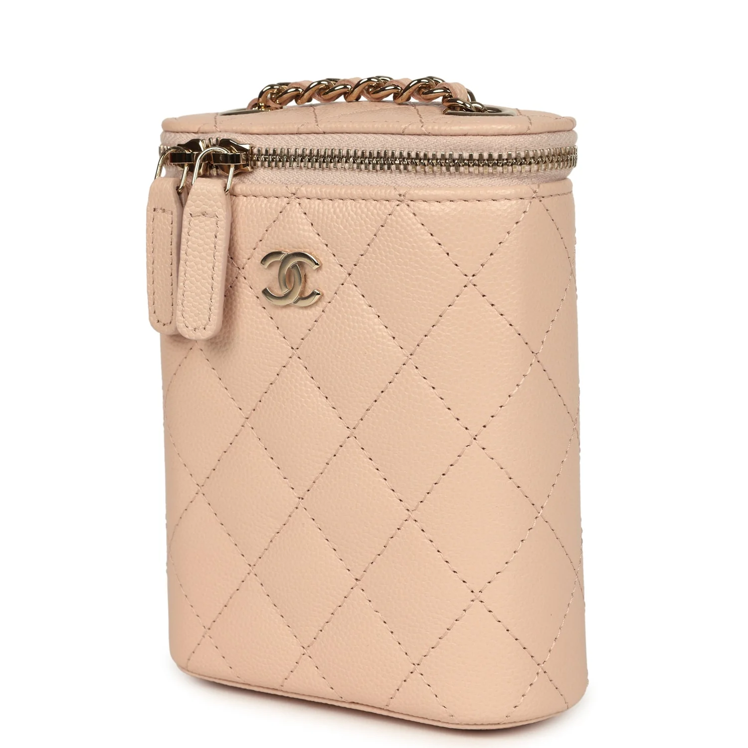 Chanel Mini Clutch Vanity Bag Beige Caviar Light Gold Hardware - Image 5