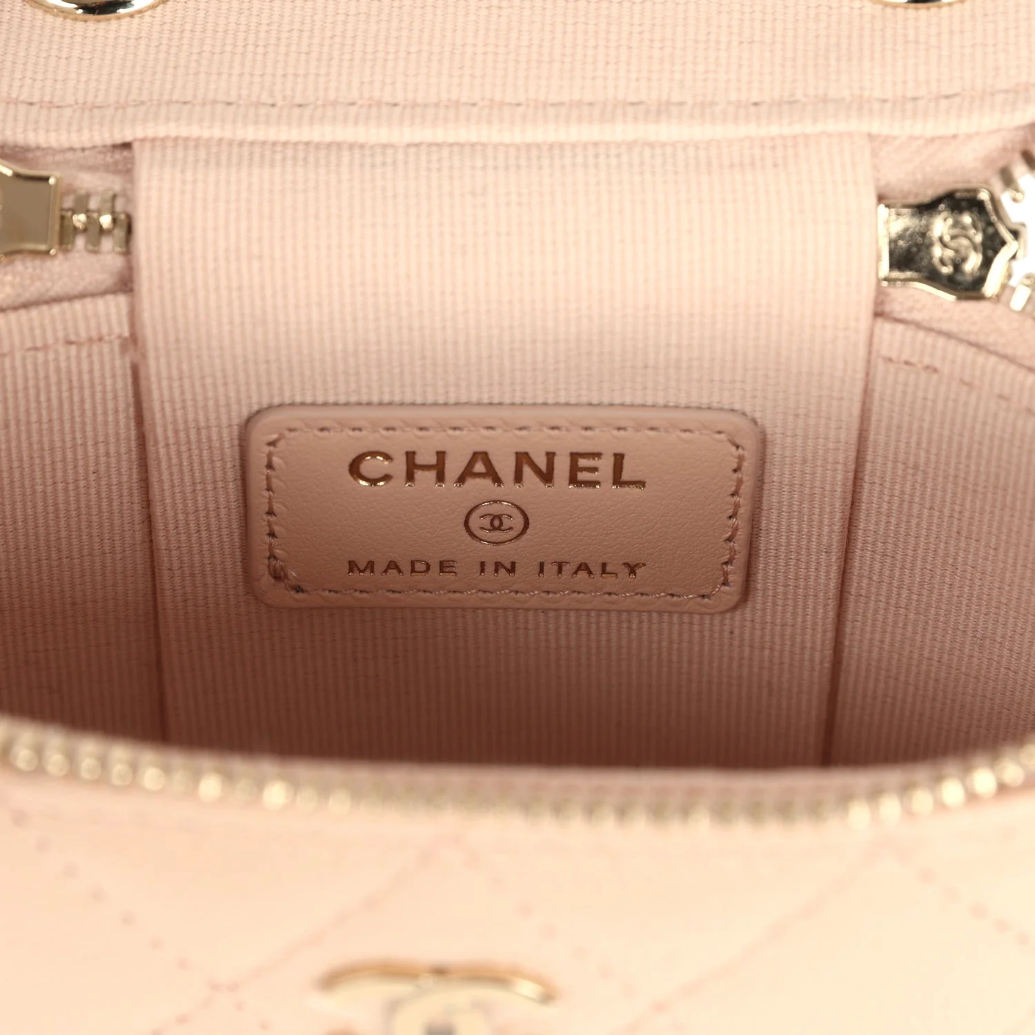 Chanel Mini Clutch Vanity Bag Beige Caviar Light Gold Hardware - Image 9