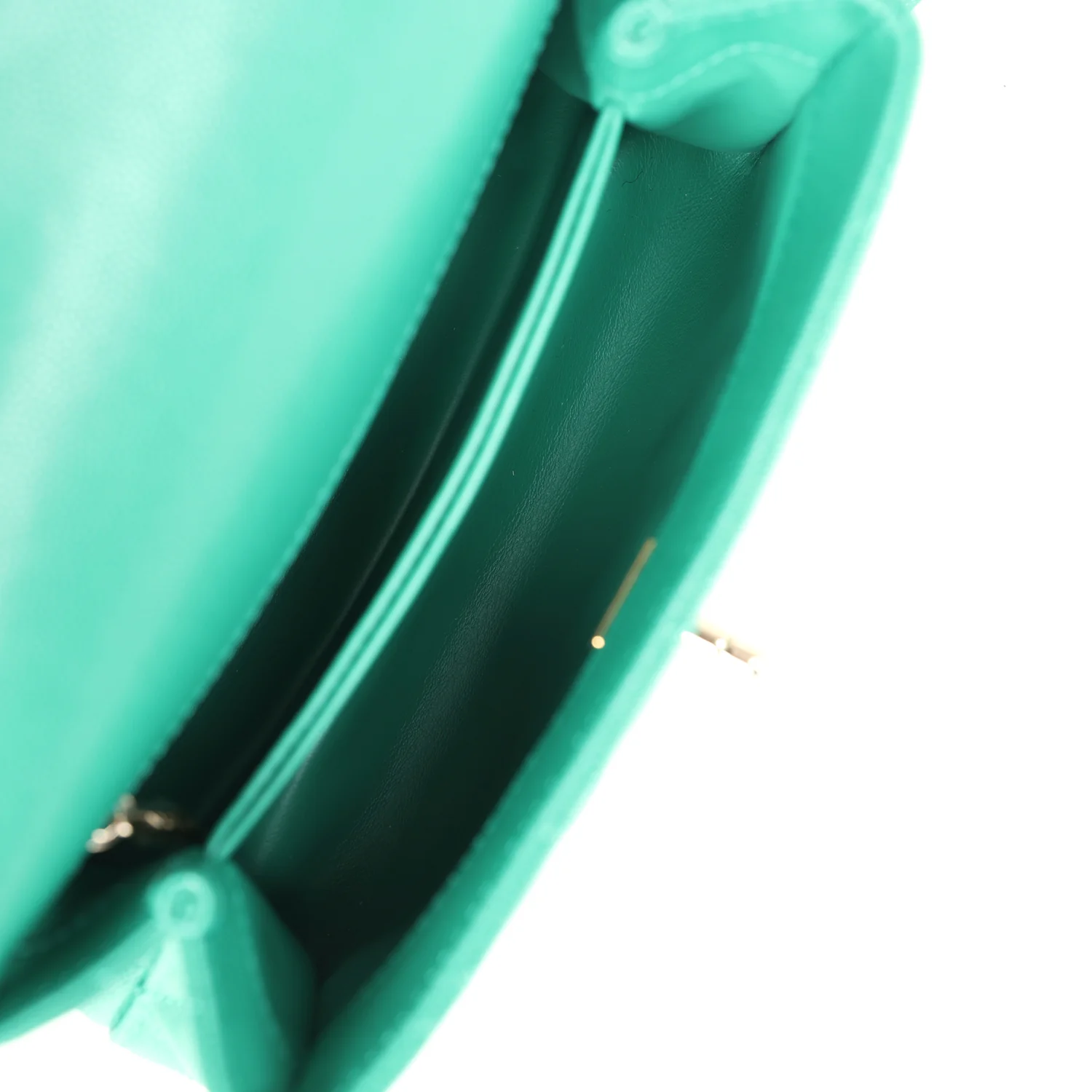 Chanel Mini Coco Top Handle Flap Bag Dark Green Caviar Light Gold Hardware - Image 8