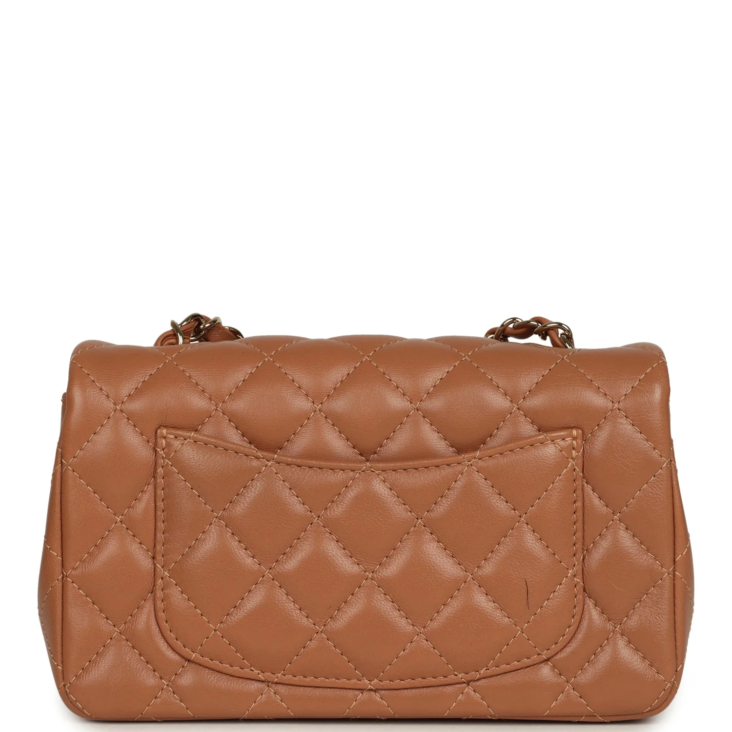 Chanel Mini Rectangular Flap Bag Caramel Lambskin Light Gold Hardware - Image 4
