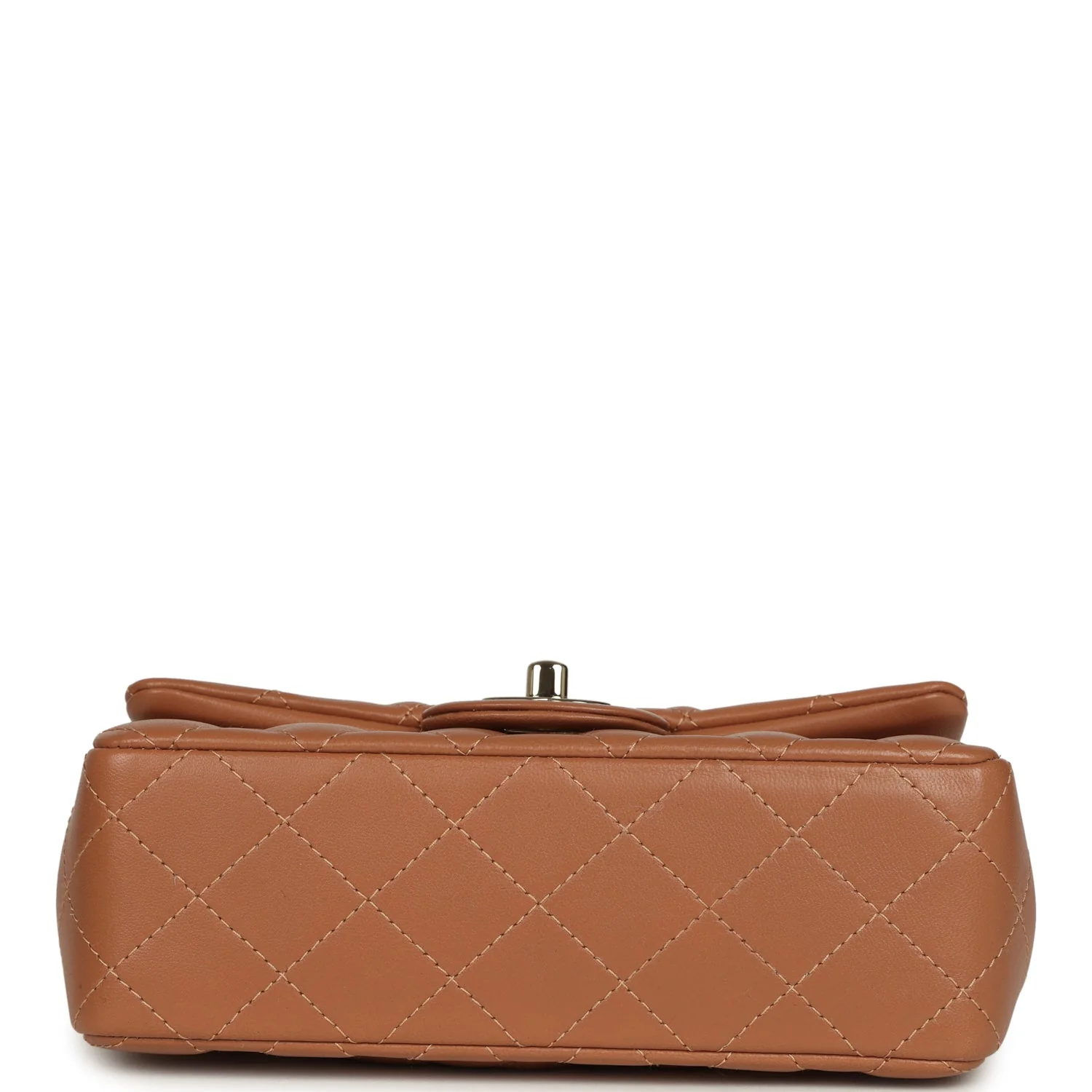 Chanel Mini Rectangular Flap Bag Caramel Lambskin Light Gold Hardware - Image 6