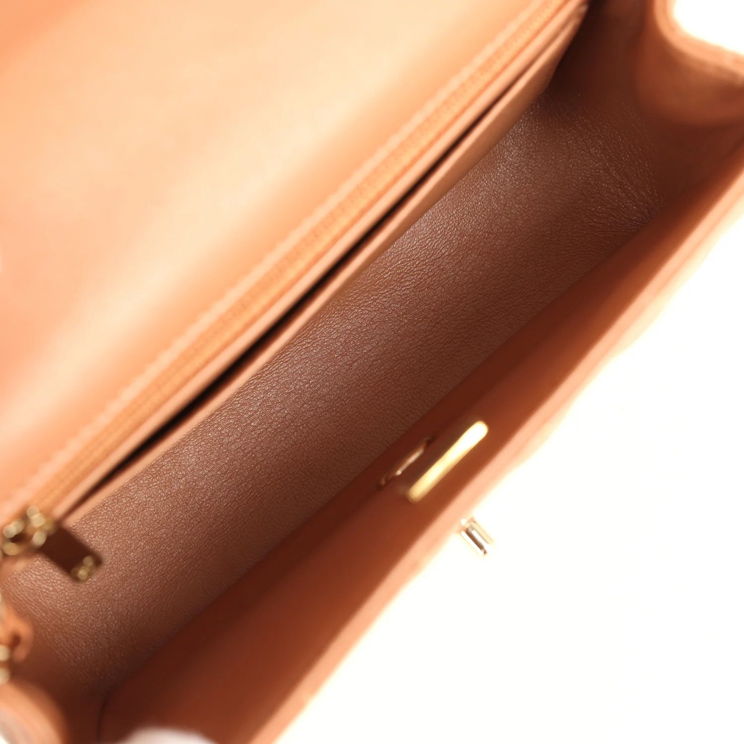 Chanel Mini Rectangular Flap Bag Caramel Lambskin Light Gold Hardware - Image 8