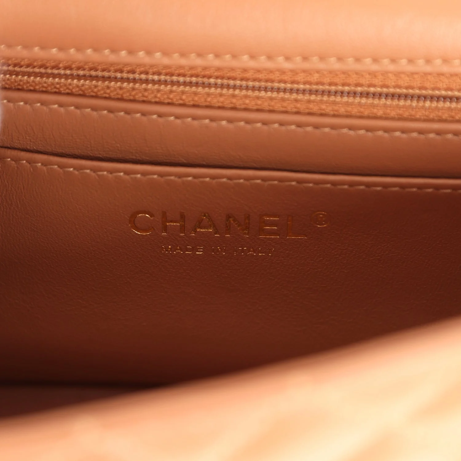 Chanel Mini Rectangular Flap Bag Caramel Lambskin Light Gold Hardware - Image 9