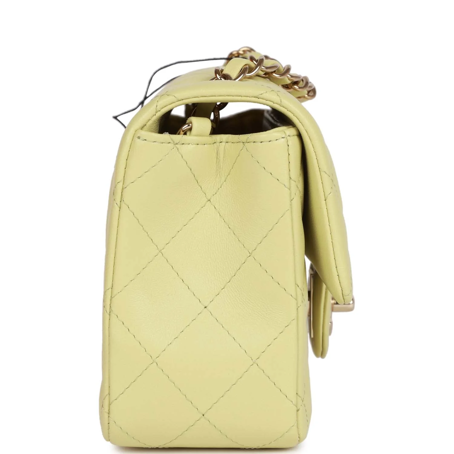 Chanel Mini Rectangular Flap Bag Light Green Lambskin Light Gold Hardware - Image 3