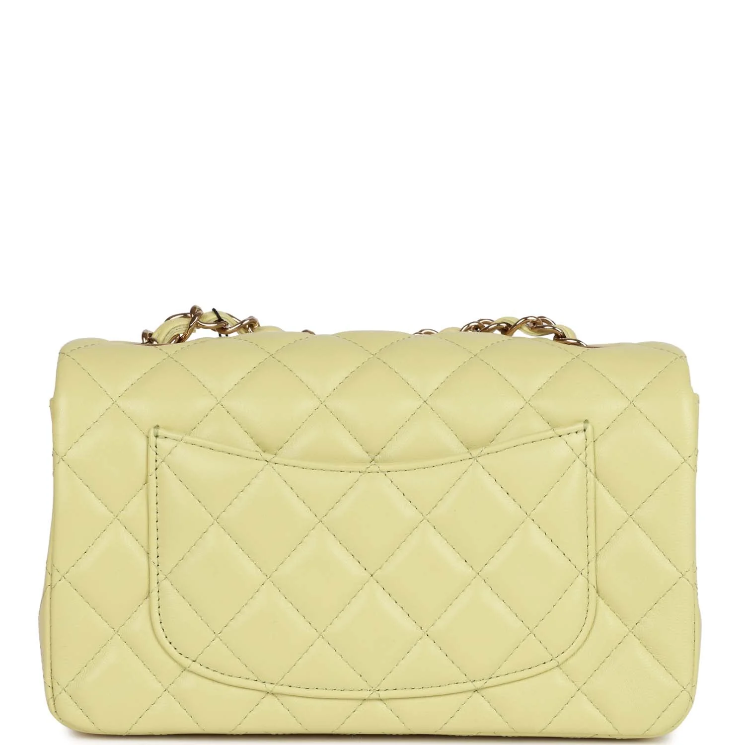 Chanel Mini Rectangular Flap Bag Light Green Lambskin Light Gold Hardware - Image 4