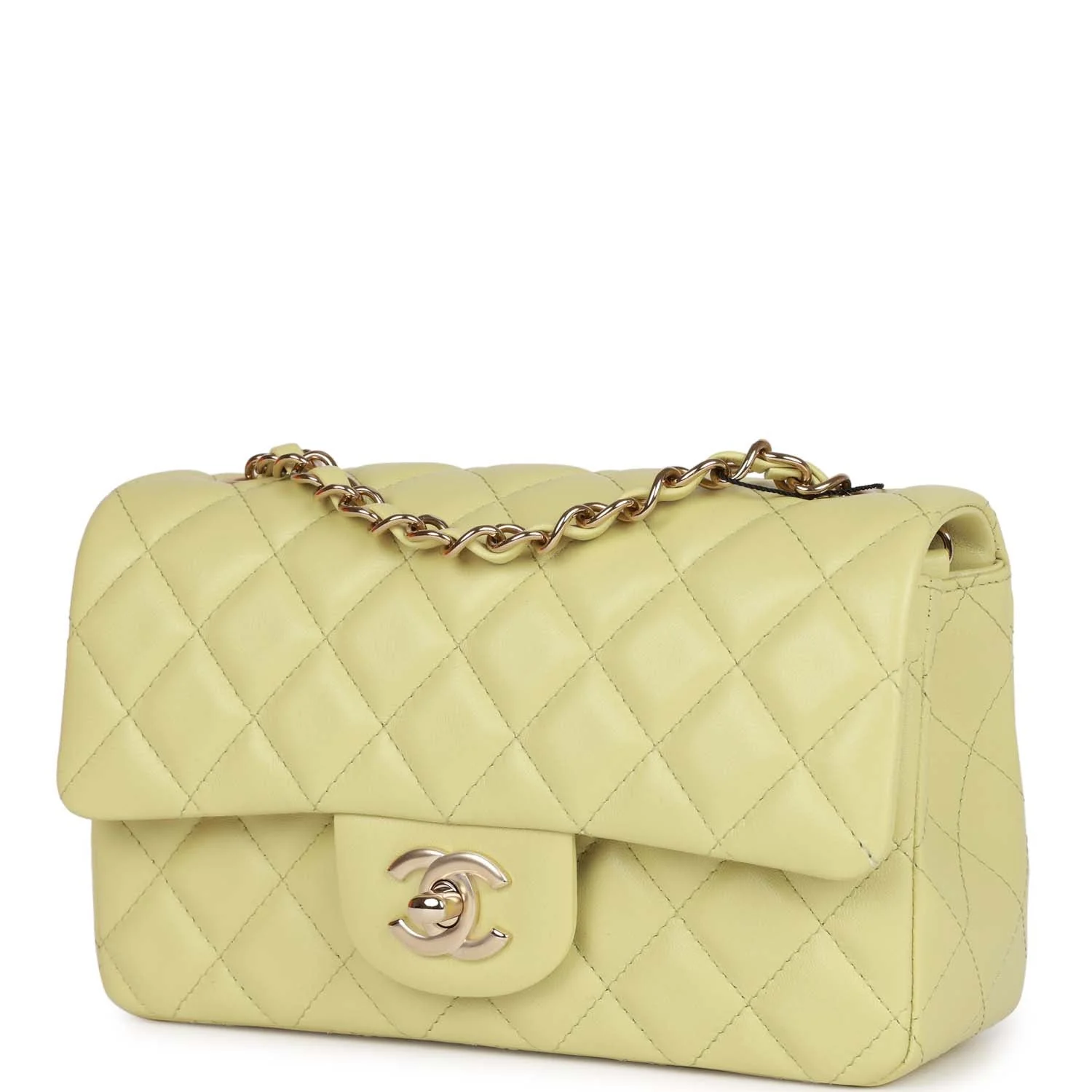 Chanel Mini Rectangular Flap Bag Light Green Lambskin Light Gold Hardware - Image 5