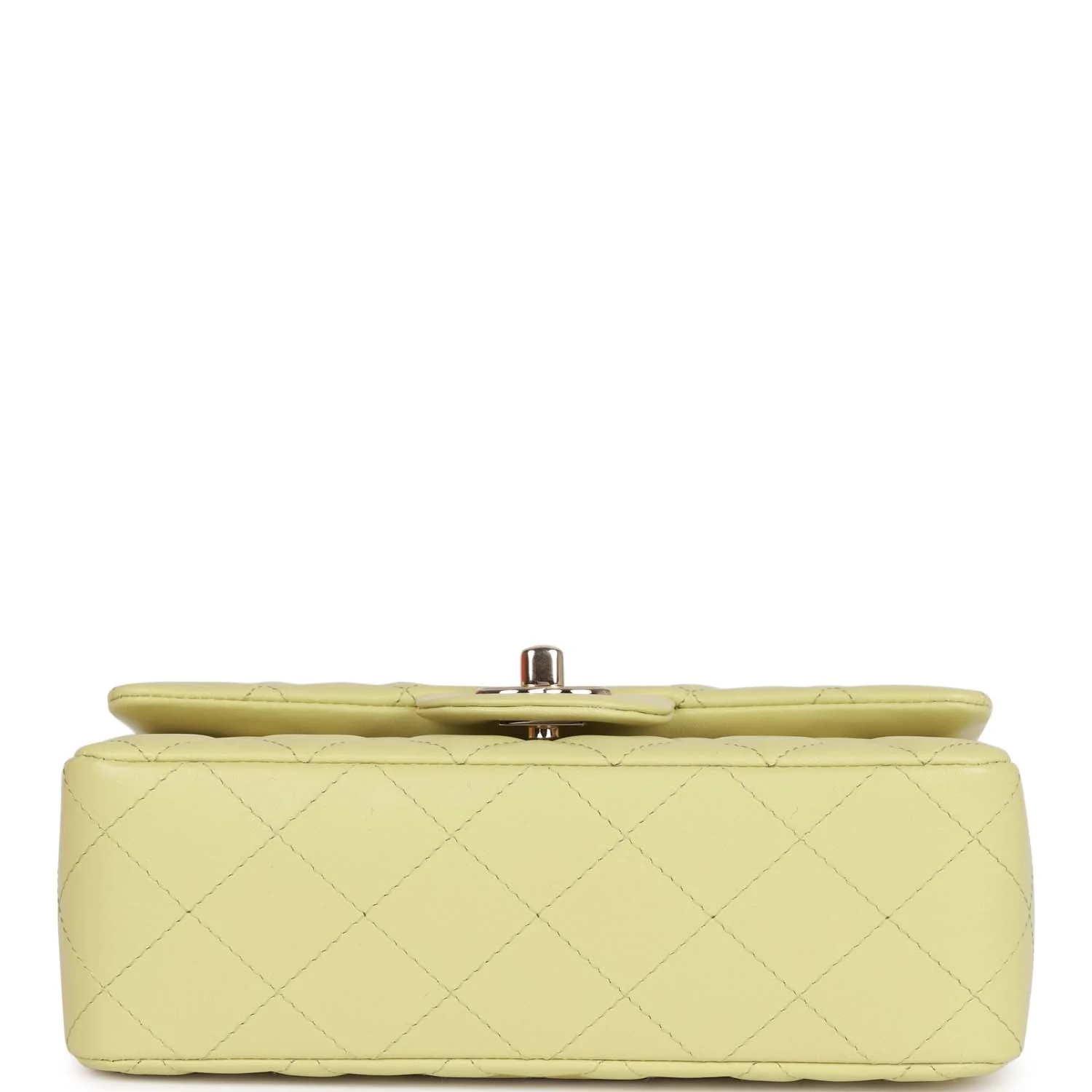 Chanel Mini Rectangular Flap Bag Light Green Lambskin Light Gold Hardware - Image 6