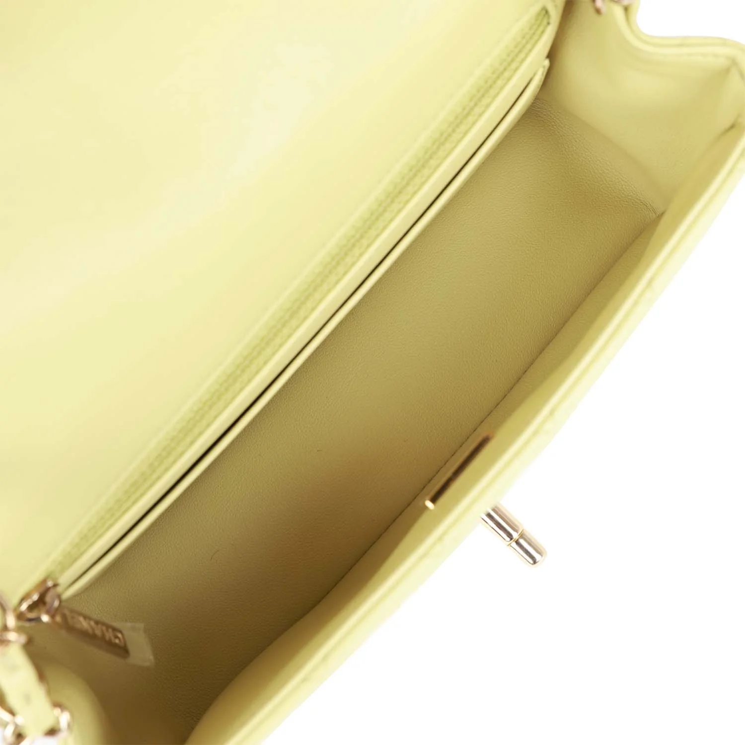 Chanel Mini Rectangular Flap Bag Light Green Lambskin Light Gold Hardware - Image 8