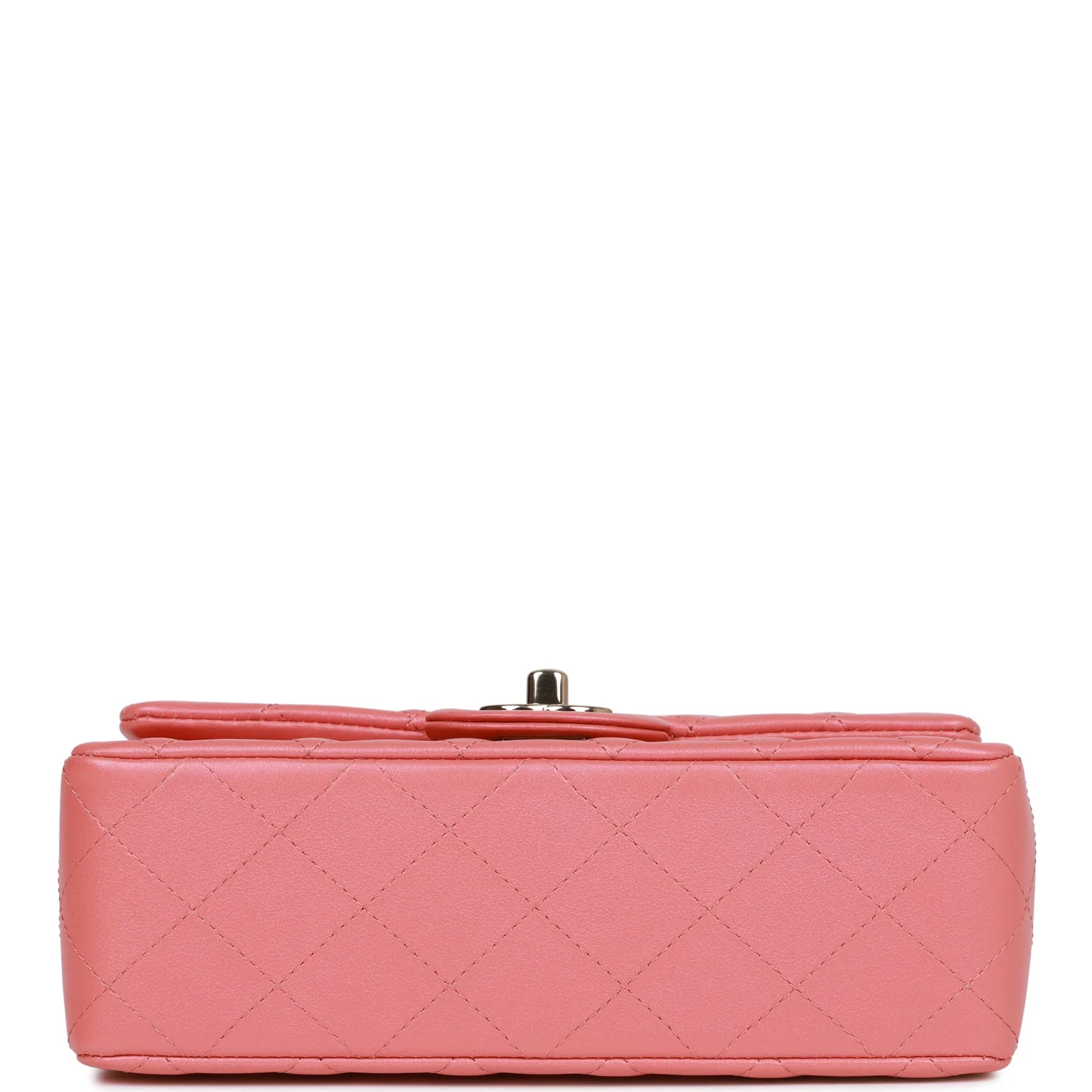 Chanel Mini Rectangular Flap Bag Pink Iridescent Lambskin Light Gold Hardware - Image 6
