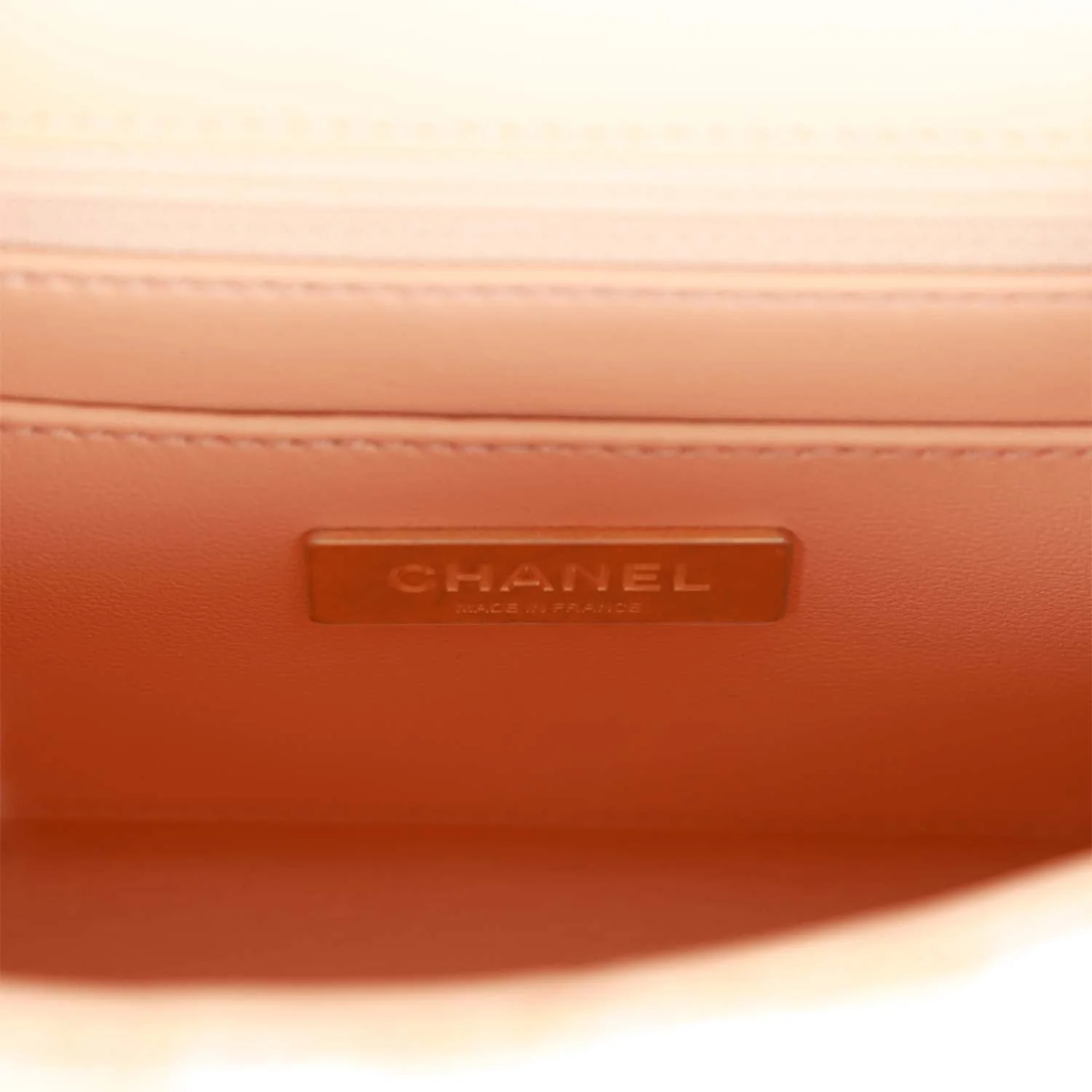 Chanel Mini Square Flap with Top Handle Light Orange and Ecru Tweed Antique Gold Hardware - Image 9