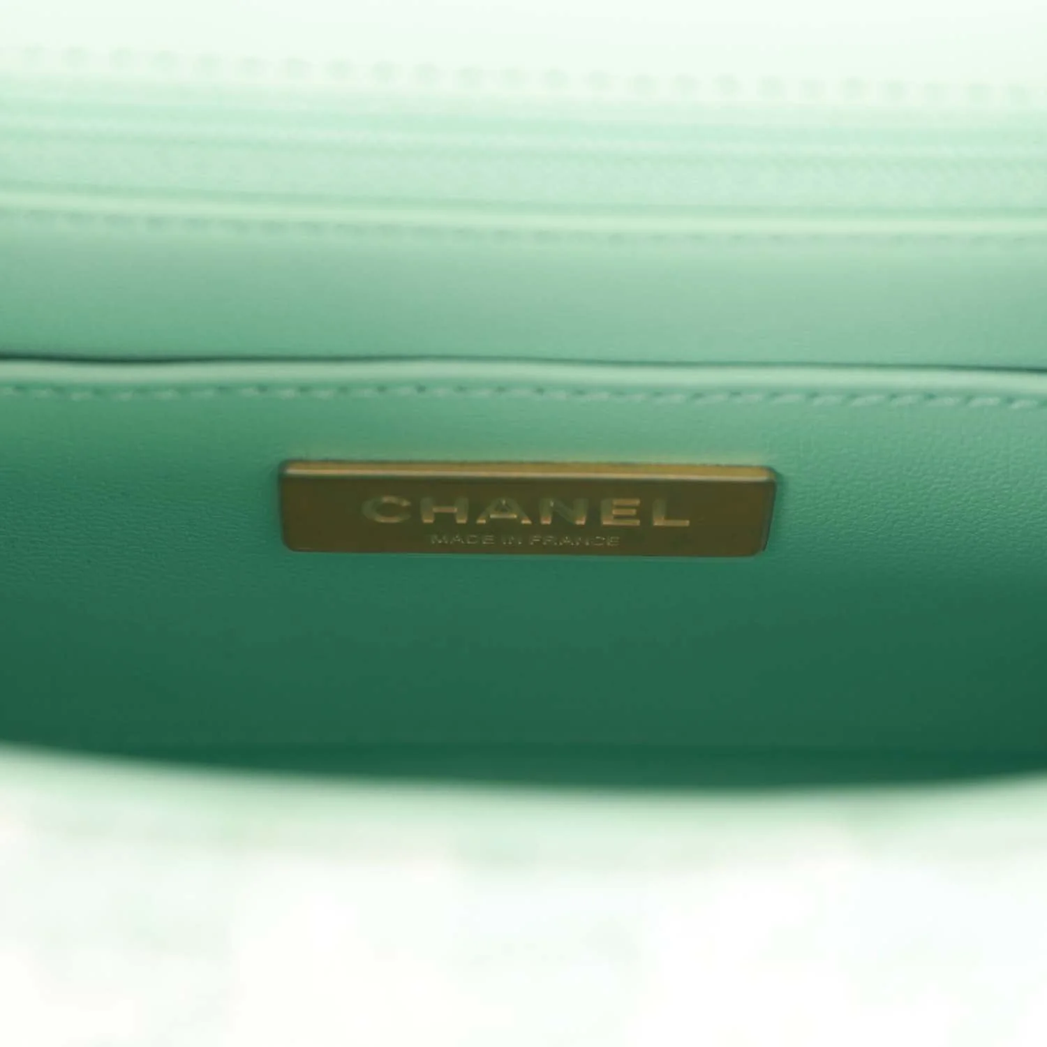 Chanel Mini Square Flap with Top Handle Turquoise and Ecru Tweed Antique Gold Hardware - Image 9