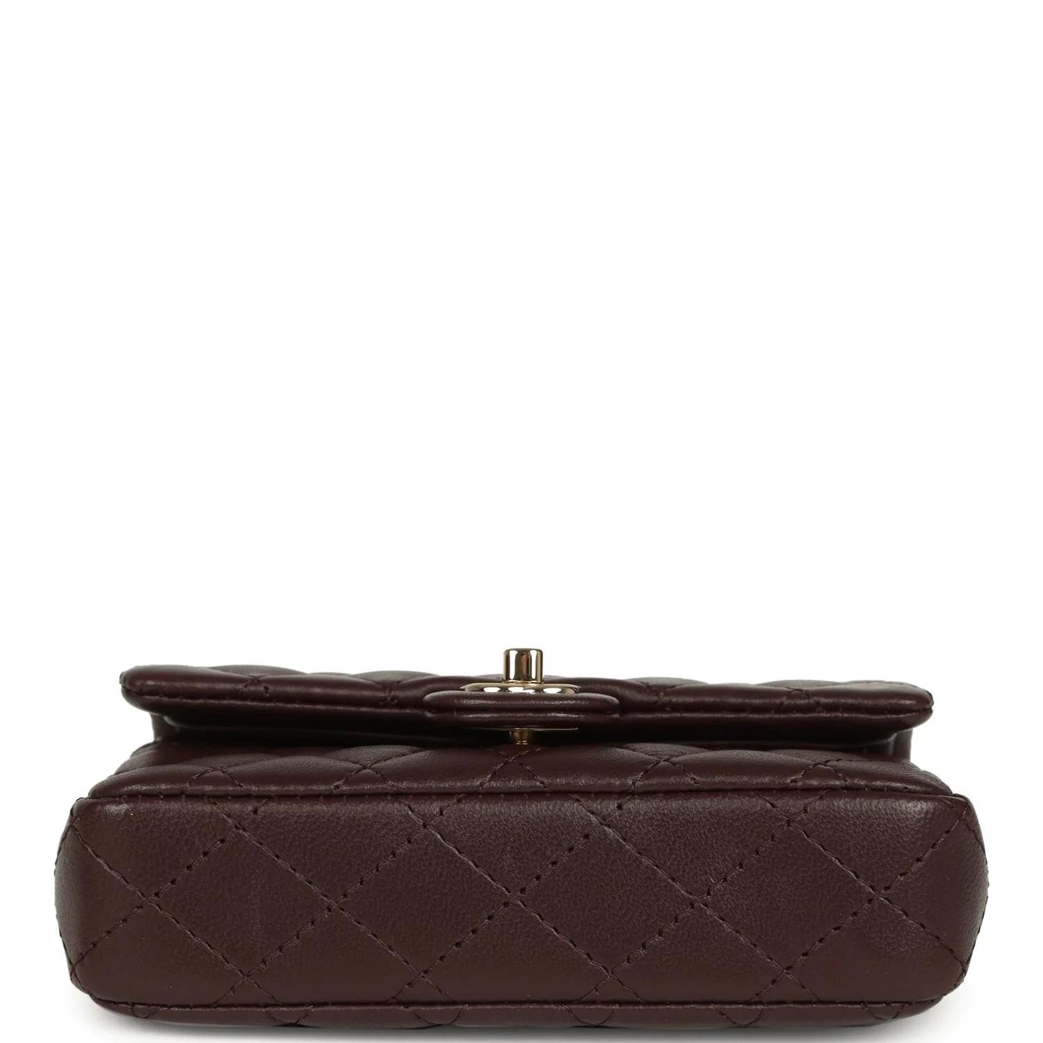 Chanel Nano Classic Double Flap Bag Charm Dark Brown Lambskin Light Gold Hardware - Image 7