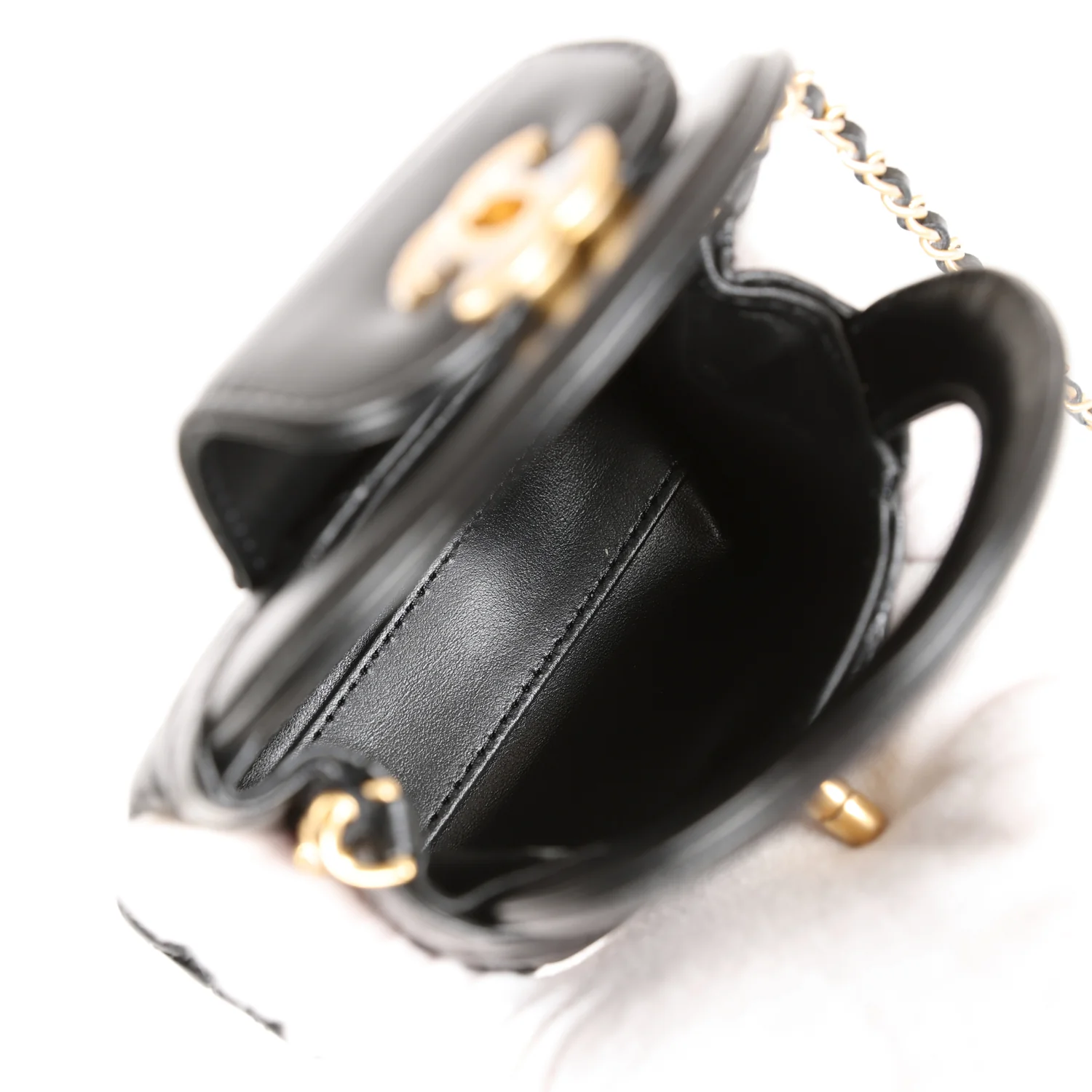 Chanel Nano Kelly Shopper Black Shiny Aged Calfskin Brushed Gold Hardware - Image 8