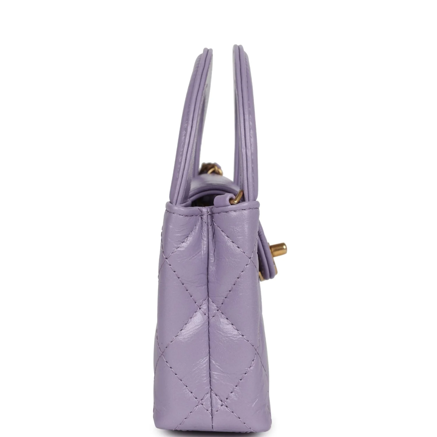 Chanel Nano Kelly Shopper Light Purple Shiny Aged Calfskin Brushed Gold Hardware - Image 3