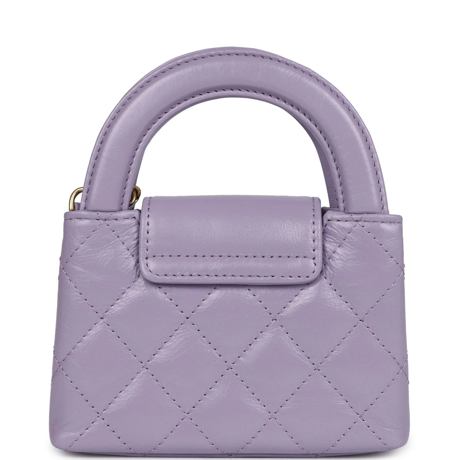 Chanel Nano Kelly Shopper Light Purple Shiny Aged Calfskin Brushed Gold Hardware - Image 4