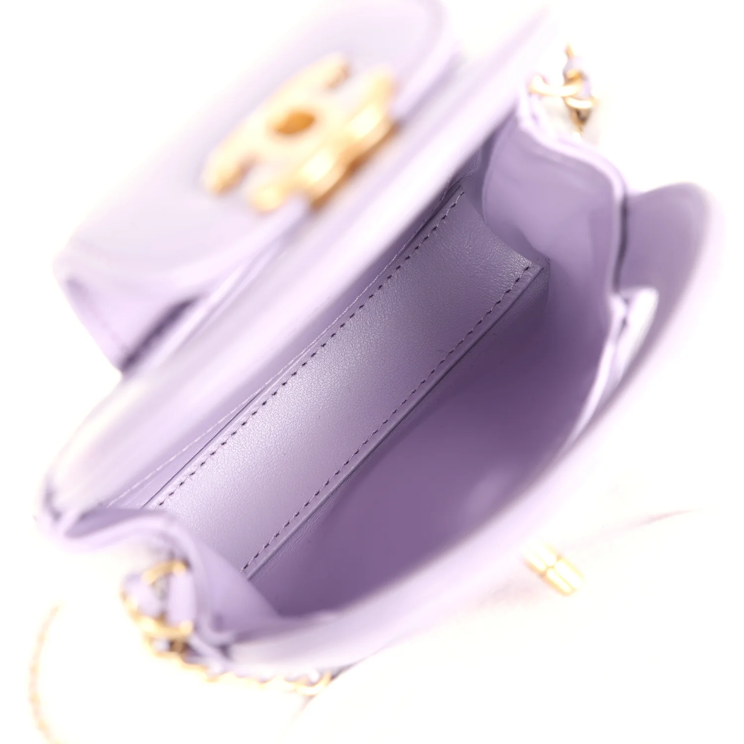 Chanel Nano Kelly Shopper Light Purple Shiny Aged Calfskin Brushed Gold Hardware - Image 8