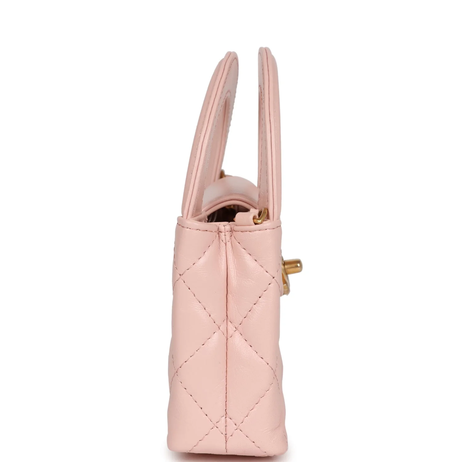 Chanel Nano Kelly Shopper Light Pink Shiny Aged Calfskin Brushed Gold Hardware - Image 3