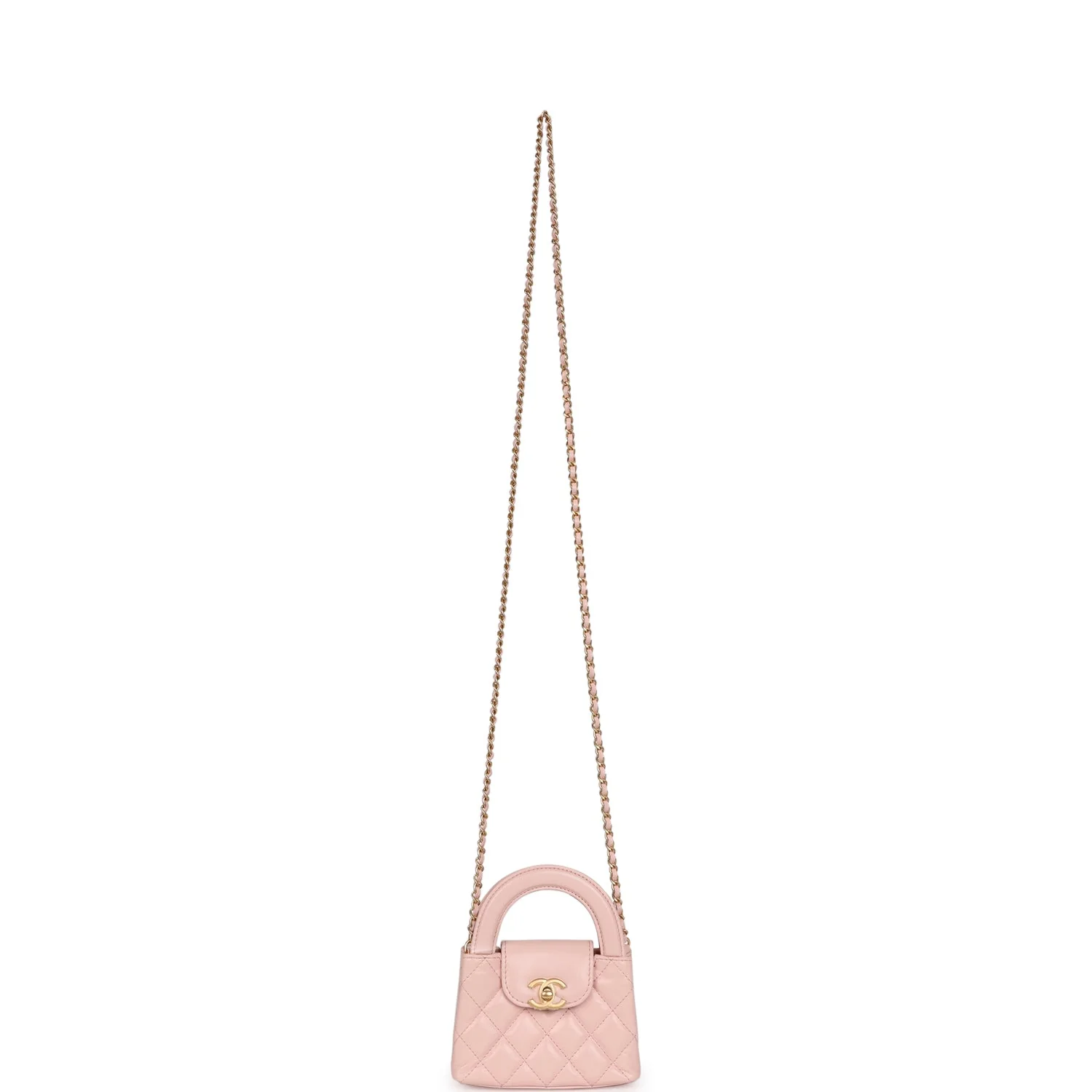 Chanel Nano Kelly Shopper Light Pink Shiny Aged Calfskin Brushed Gold Hardware - Image 7