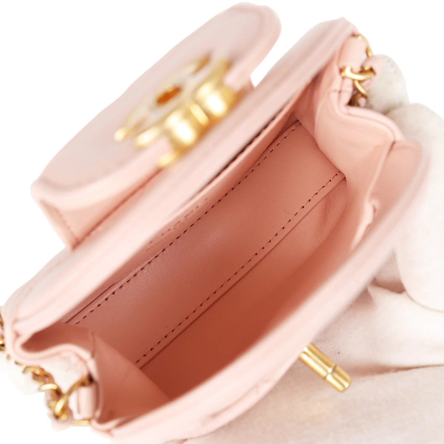 Chanel Nano Kelly Shopper Light Pink Shiny Aged Calfskin Brushed Gold Hardware - Image 8