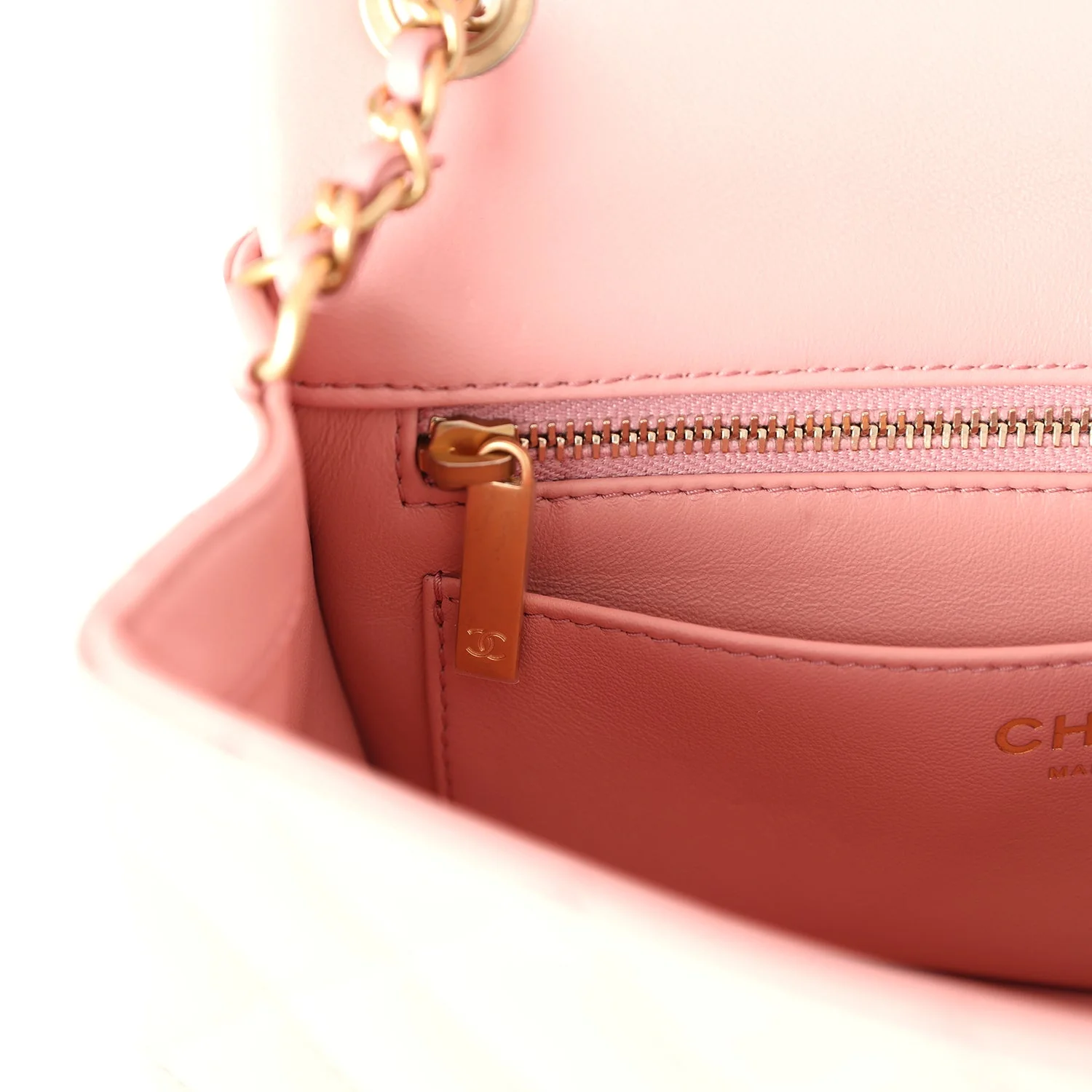 Chanel Mini Pearl Crush Rectangular Flap Dark Pink Lambskin Brushed Gold Hardware - Image 11