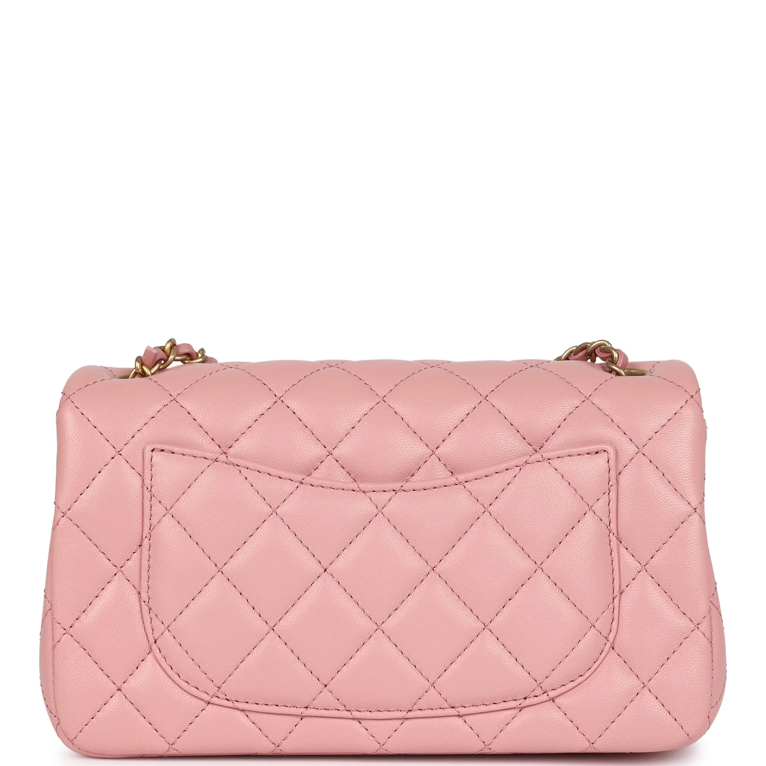 Chanel Mini Pearl Crush Rectangular Flap Dark Pink Lambskin Brushed Gold Hardware - Image 4