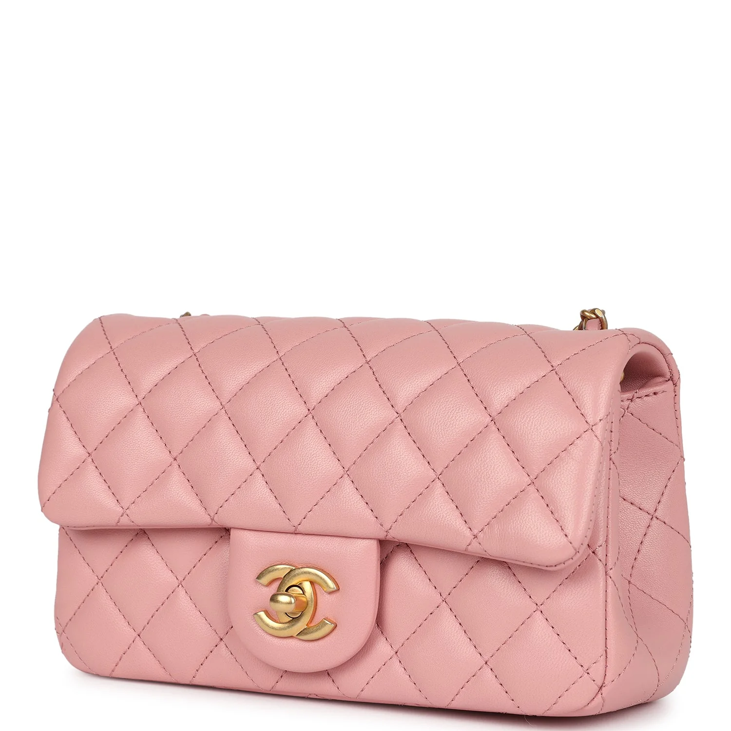 Chanel Mini Pearl Crush Rectangular Flap Dark Pink Lambskin Brushed Gold Hardware - Image 5