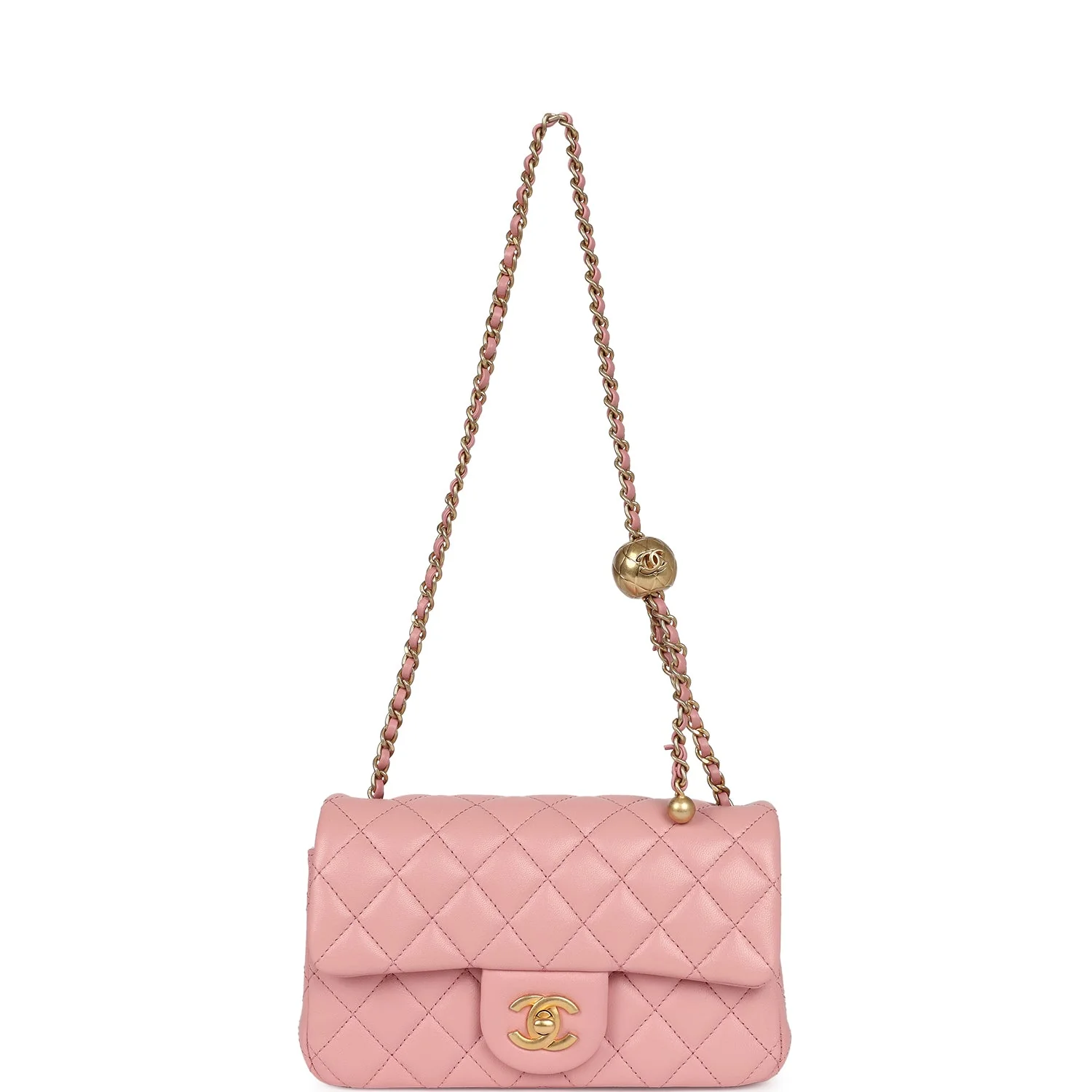 Chanel Mini Pearl Crush Rectangular Flap Dark Pink Lambskin Brushed Gold Hardware - Image 7