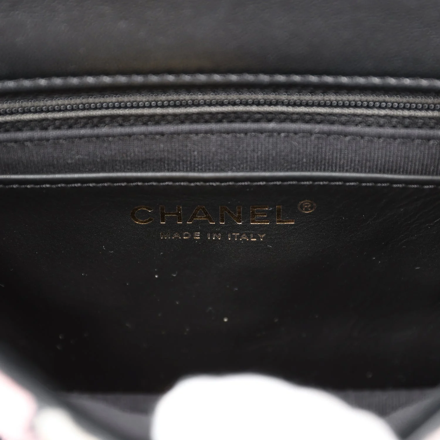 Chanel Pearl Crush Mini Square Flap Bag Pink and Black Tweed Antique Gold Hardware - Image 9