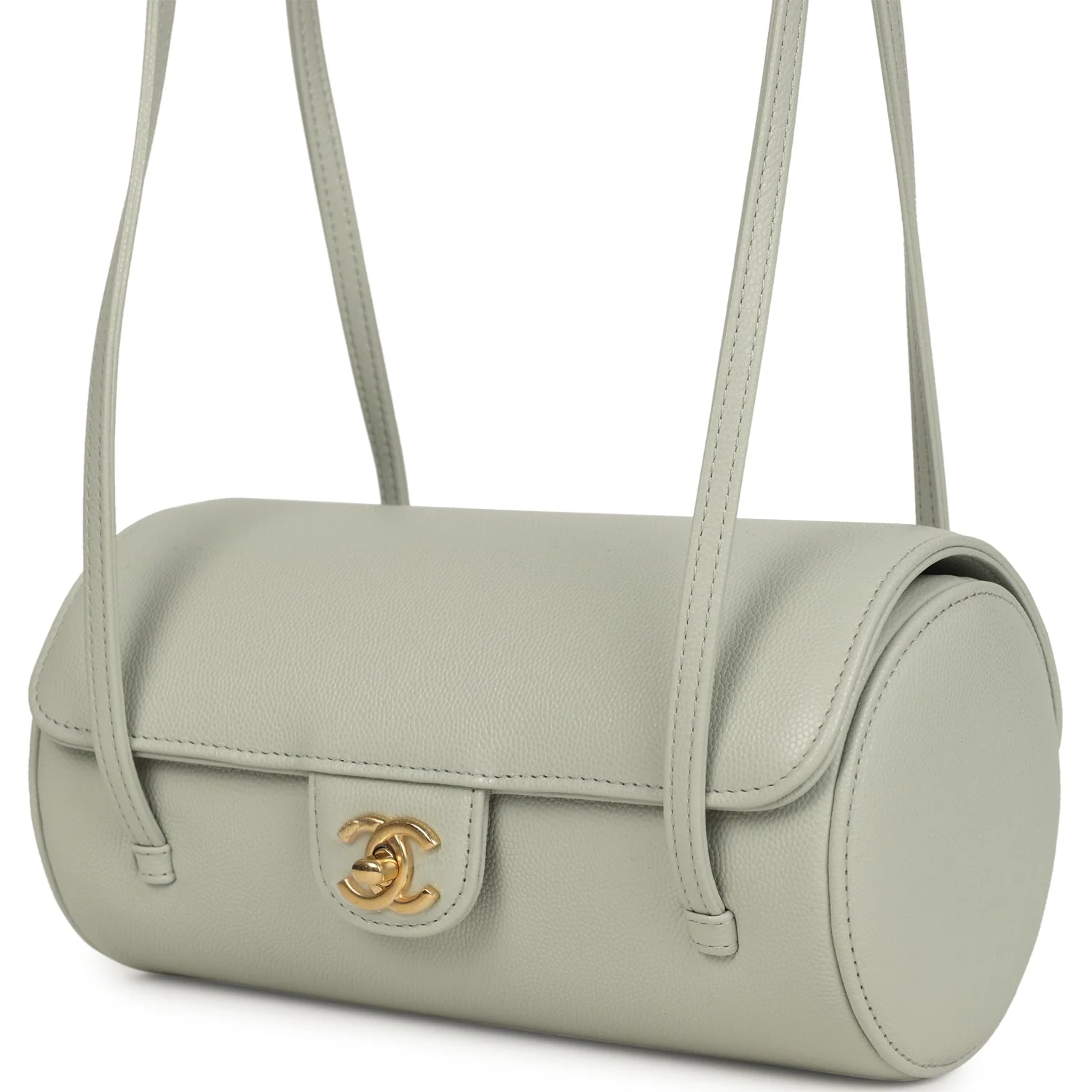 Chanel Preppy Coco Bowling Bag Light Green Shiny Caviar Brushed Gold Hardware - Image 5
