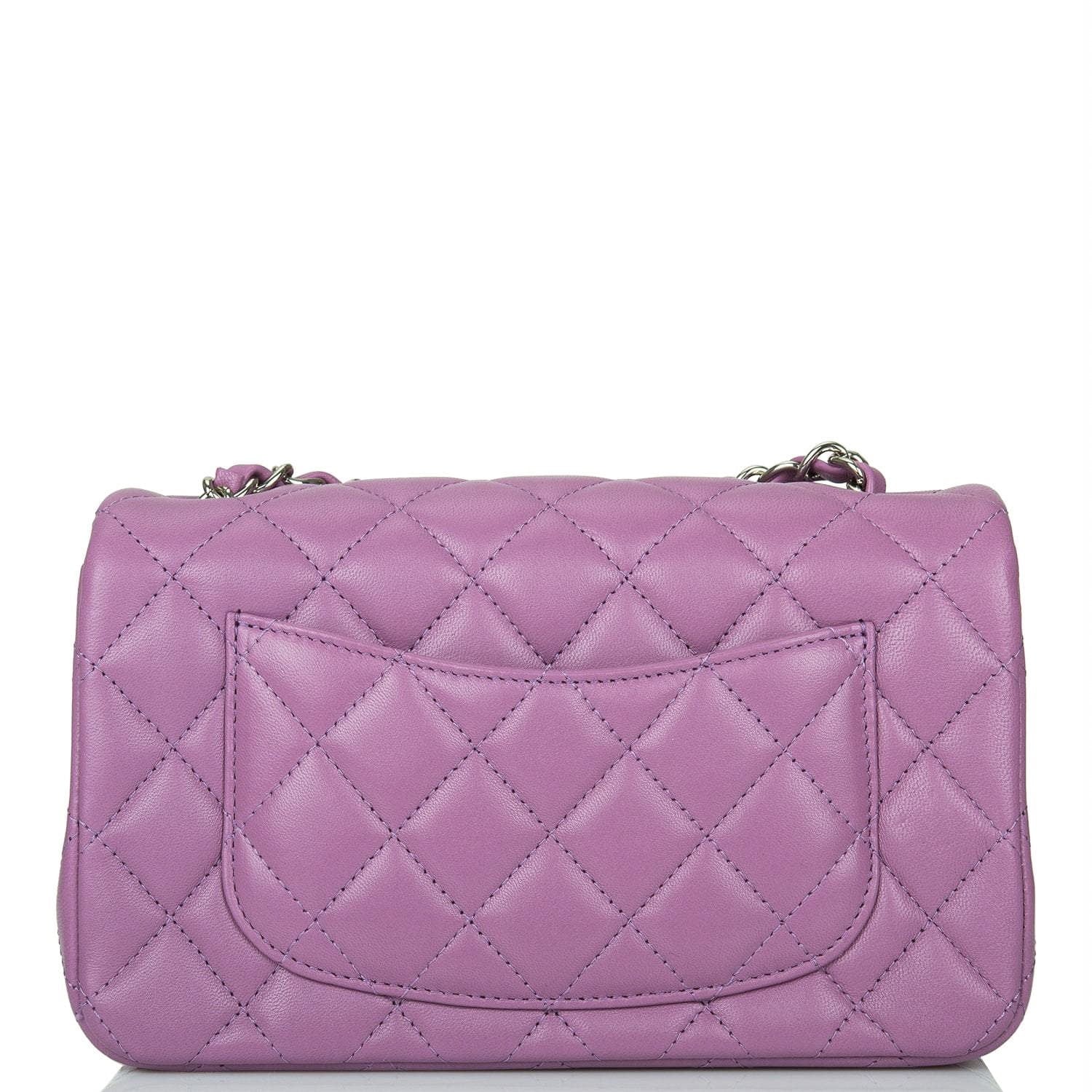 Chanel Purple Quilted Lambskin Rectangular Mini Classic Flap Bag Silver Hardware - Image 4
