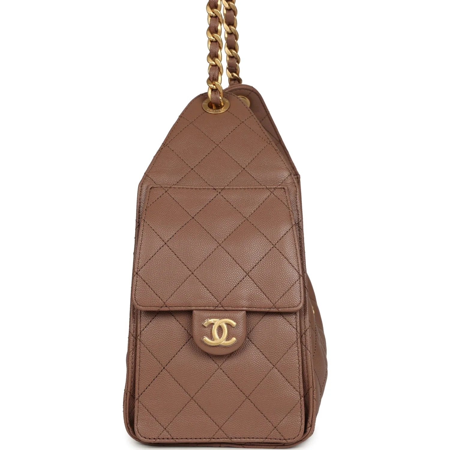 Chanel Small 25 Hobo Bag Brown Caviar Antique Gold Hardware - Image 3