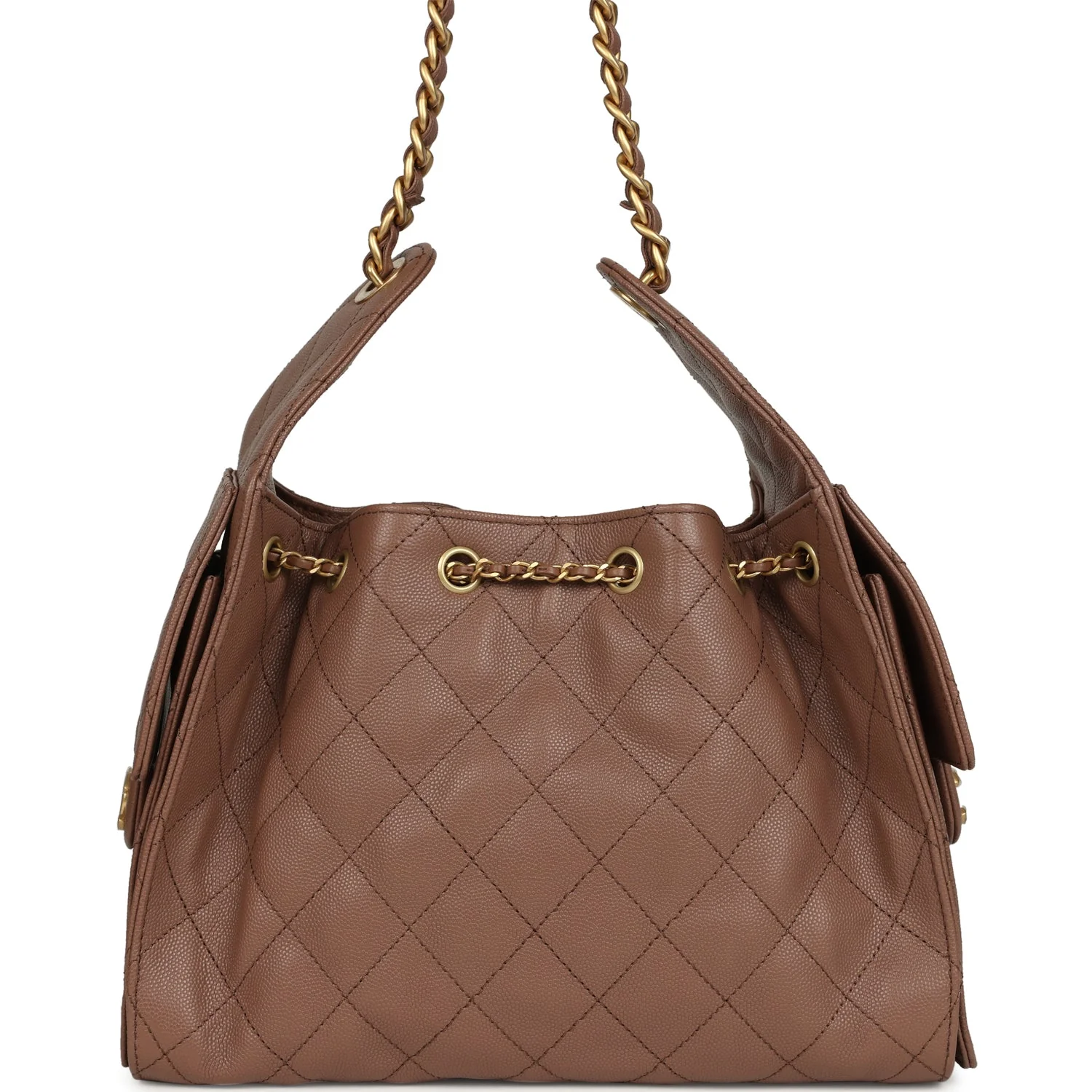 Chanel Small 25 Hobo Bag Brown Caviar Antique Gold Hardware - Image 4