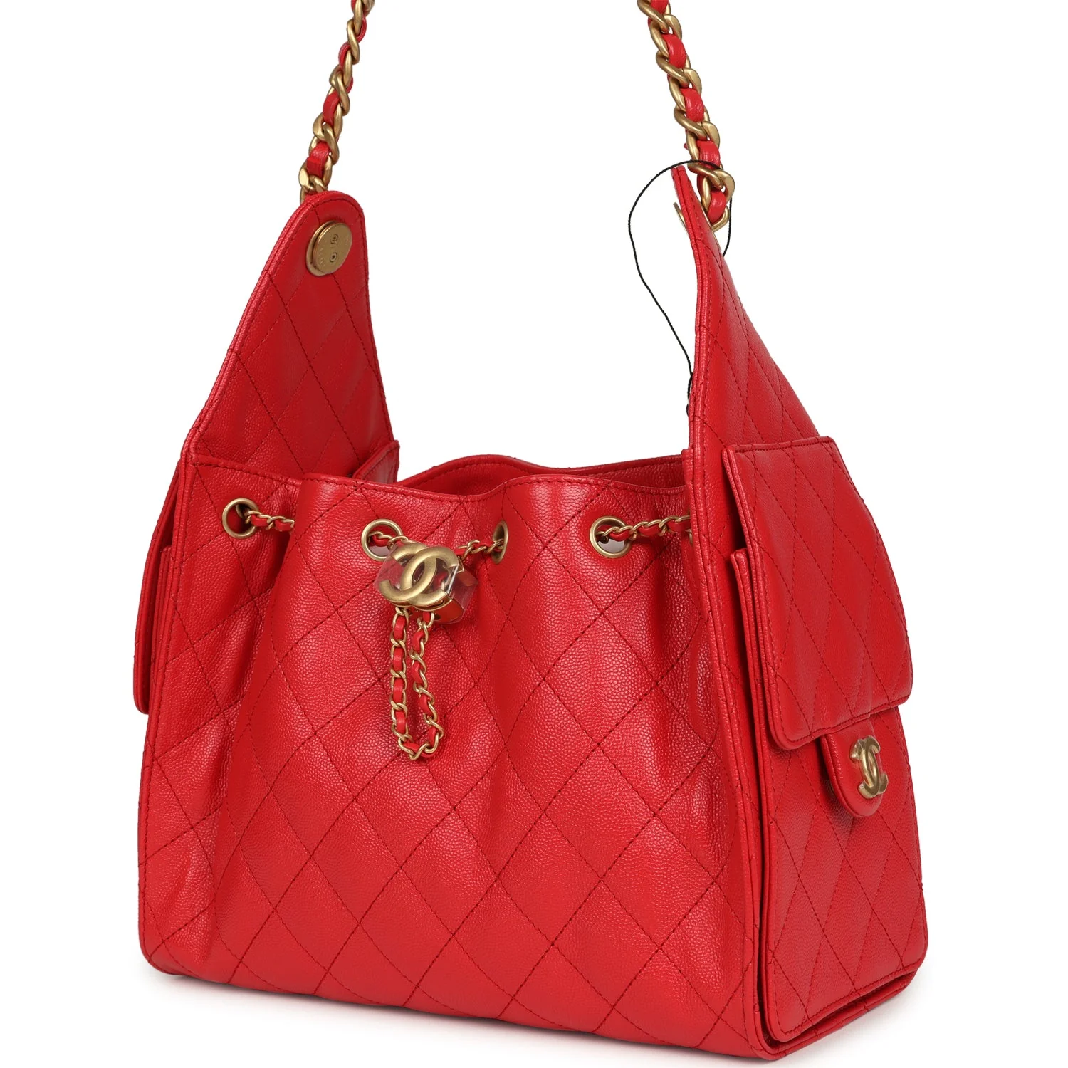 Chanel Small 25 Hobo Bag Dark Red Caviar Antique Gold Hardware - Image 5