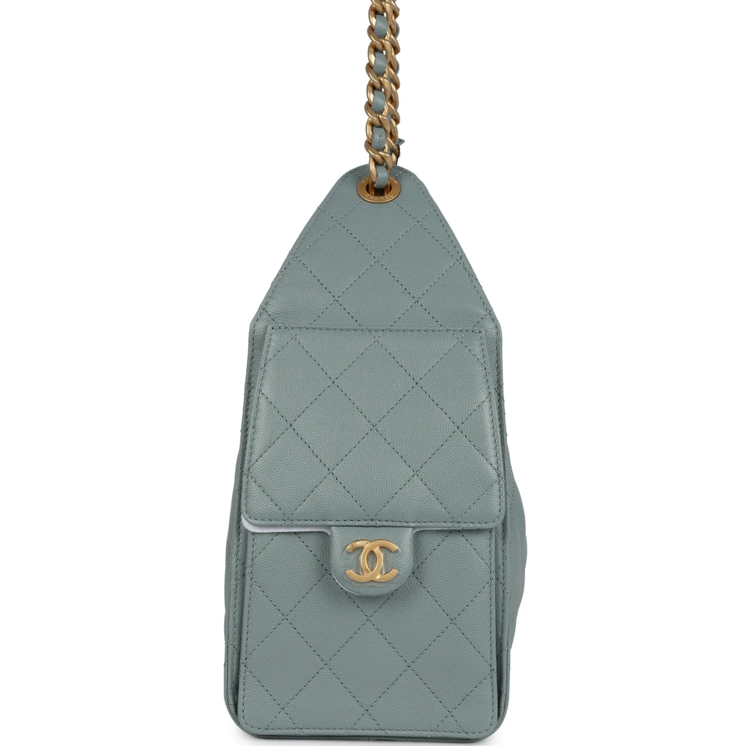 Chanel Small 25 Hobo Bag Green Caviar Antique Gold Hardware - Image 3