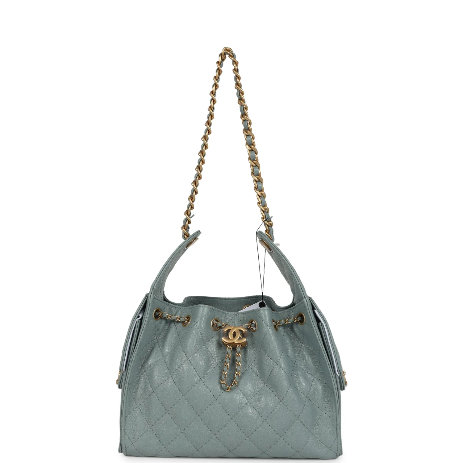 Chanel Small 25 Hobo Bag Green Caviar Antique Gold Hardware - Image 6