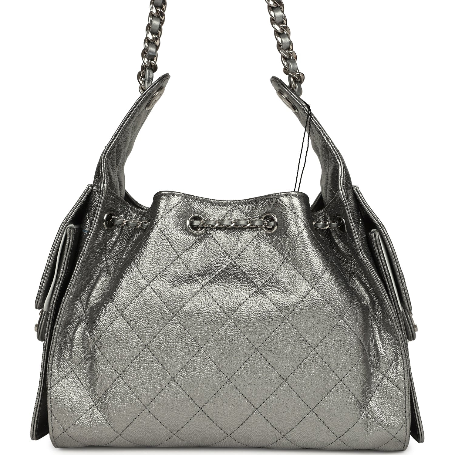 Chanel Small 25 Hobo Bag Metallic Anthracite Caviar Silver Hardware - Image 5