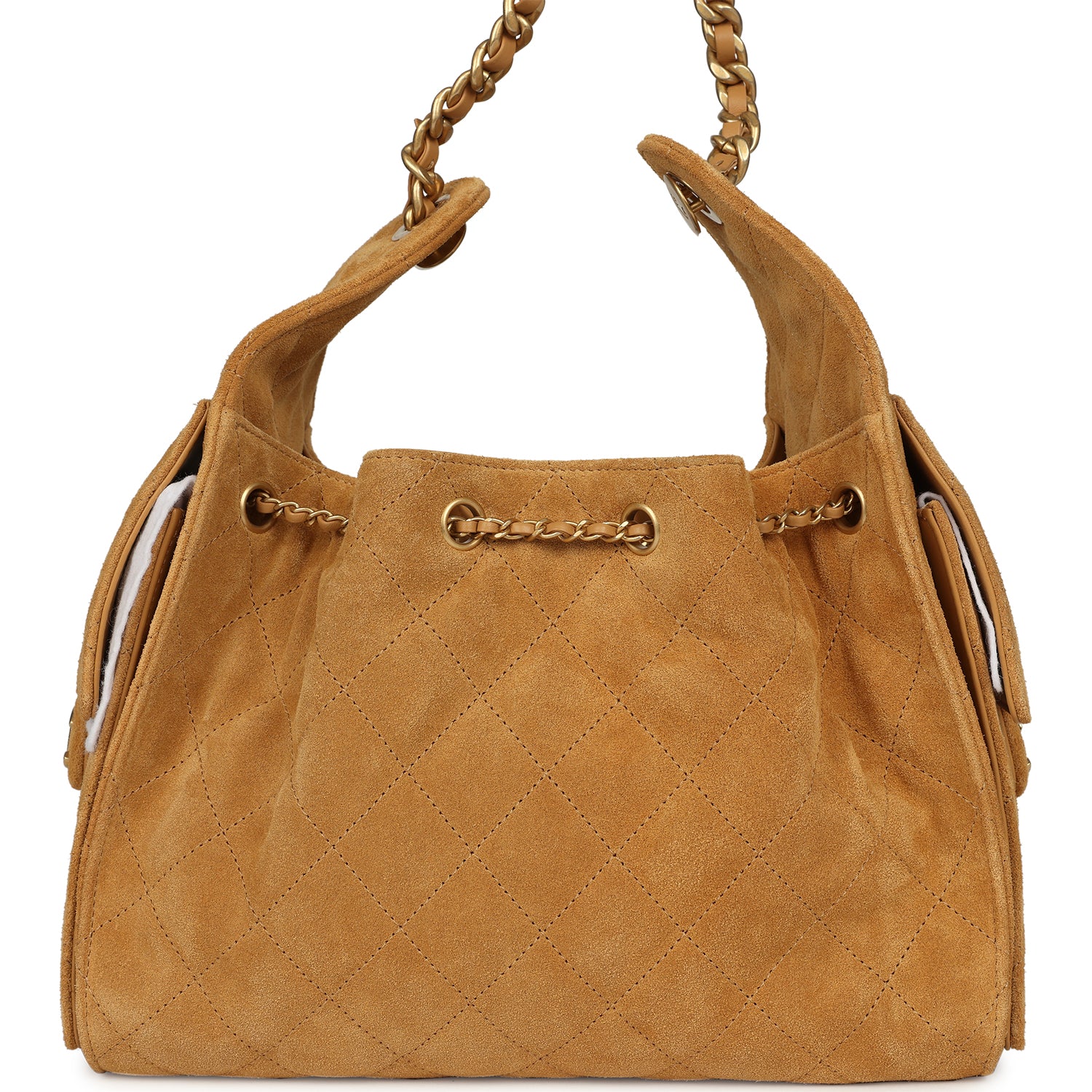 Chanel Small 25 Hobo Bag Tan Suede Antique Gold Hardware - Image 6