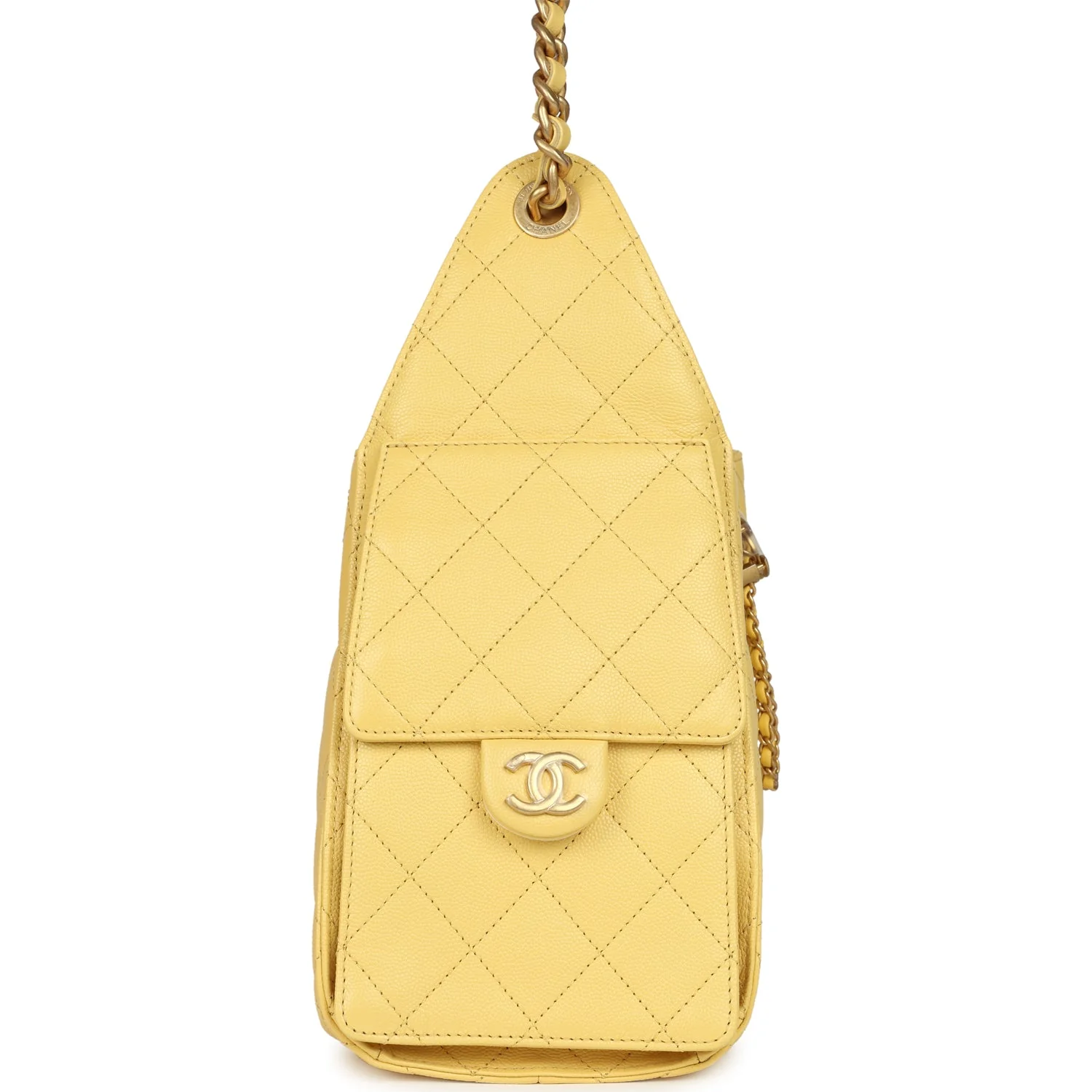 Chanel Small 25 Hobo Bag Yellow Caviar Antique Gold Hardware - Image 3