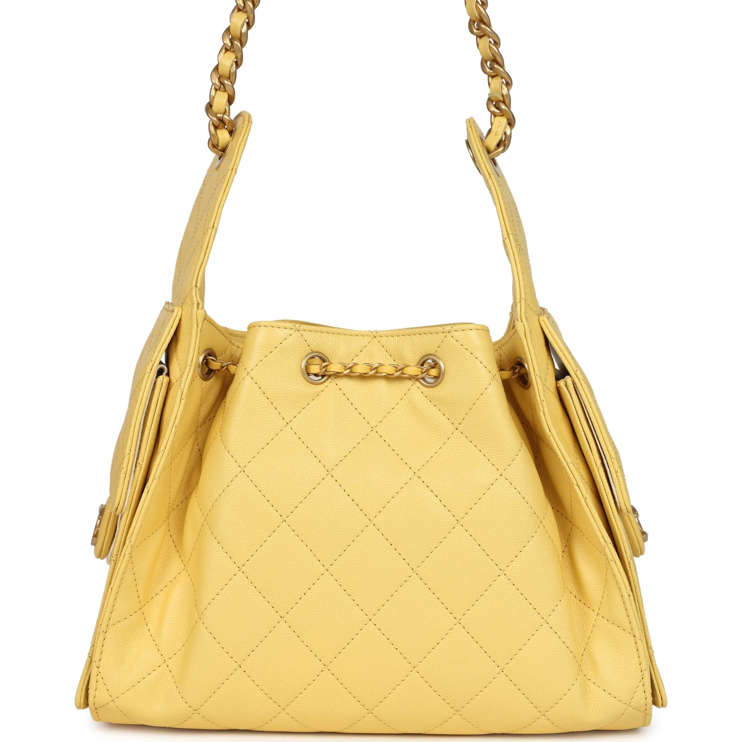 Chanel Small 25 Hobo Bag Yellow Caviar Antique Gold Hardware - Image 4