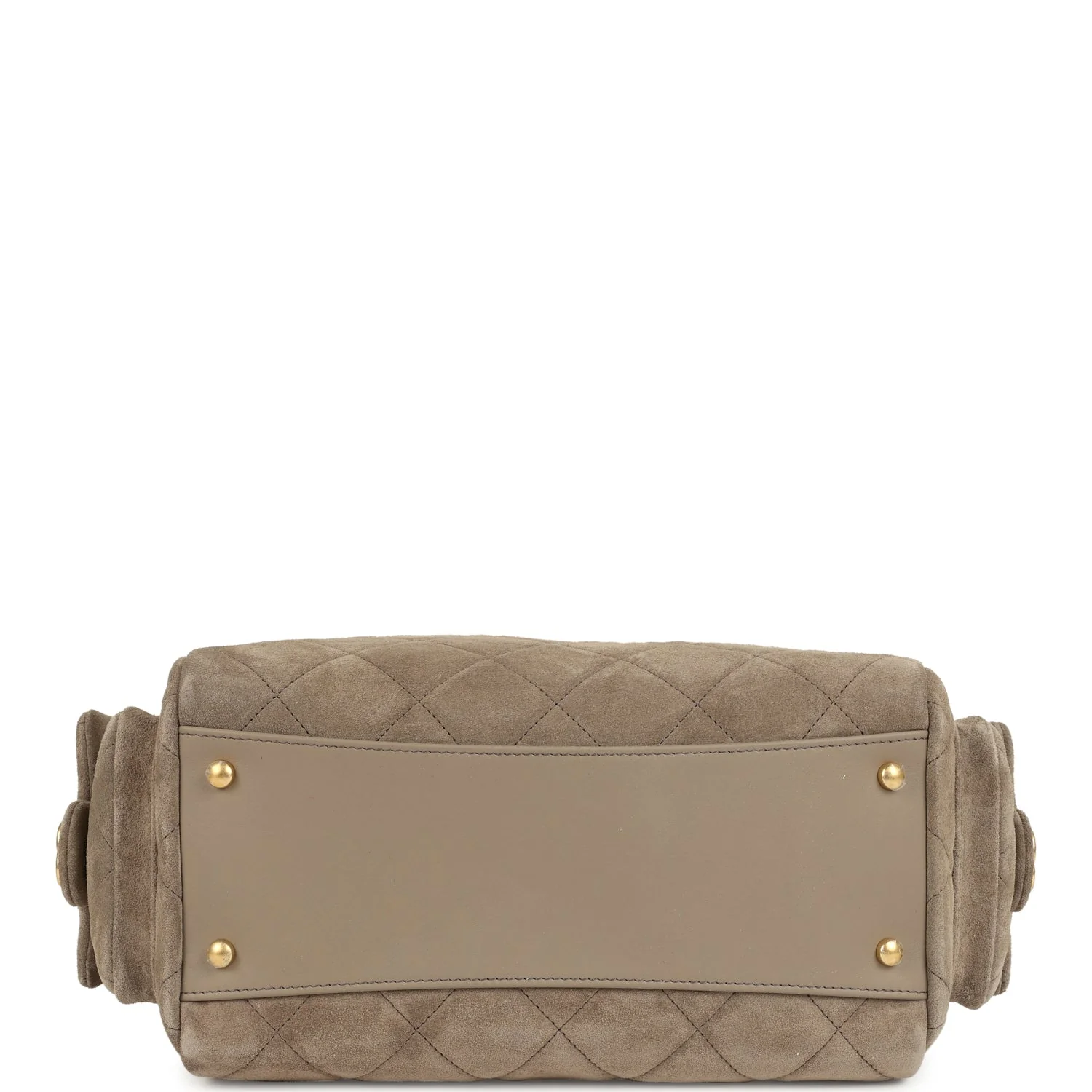 Chanel Small Bowling Bag Dark Grey Suede Antique Gold Hardware - Image 6