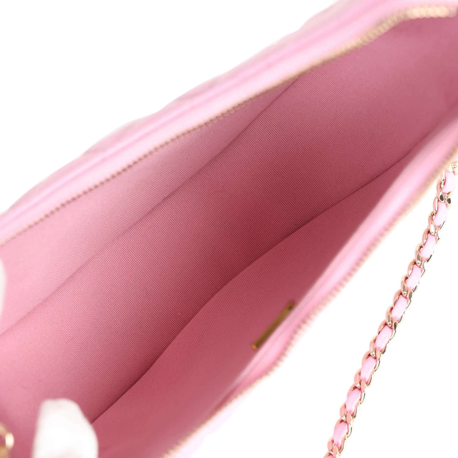 Chanel Small Chain Around Hobo Pink Lambskin Gold Hardware - Image 11